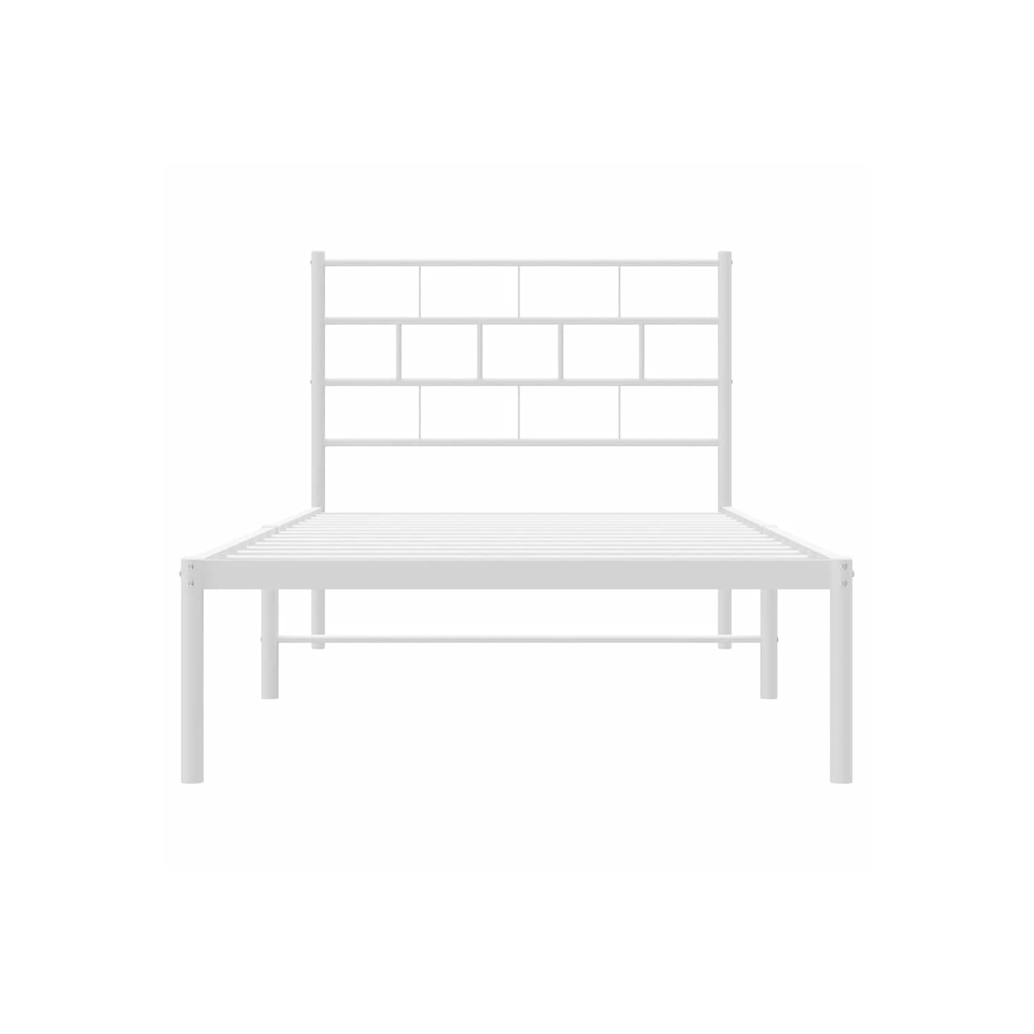 vidaXL White Metal Twin XL Bed Frame with Headboard, Heavy-Duty, Under-Bed Storage, No Mattress