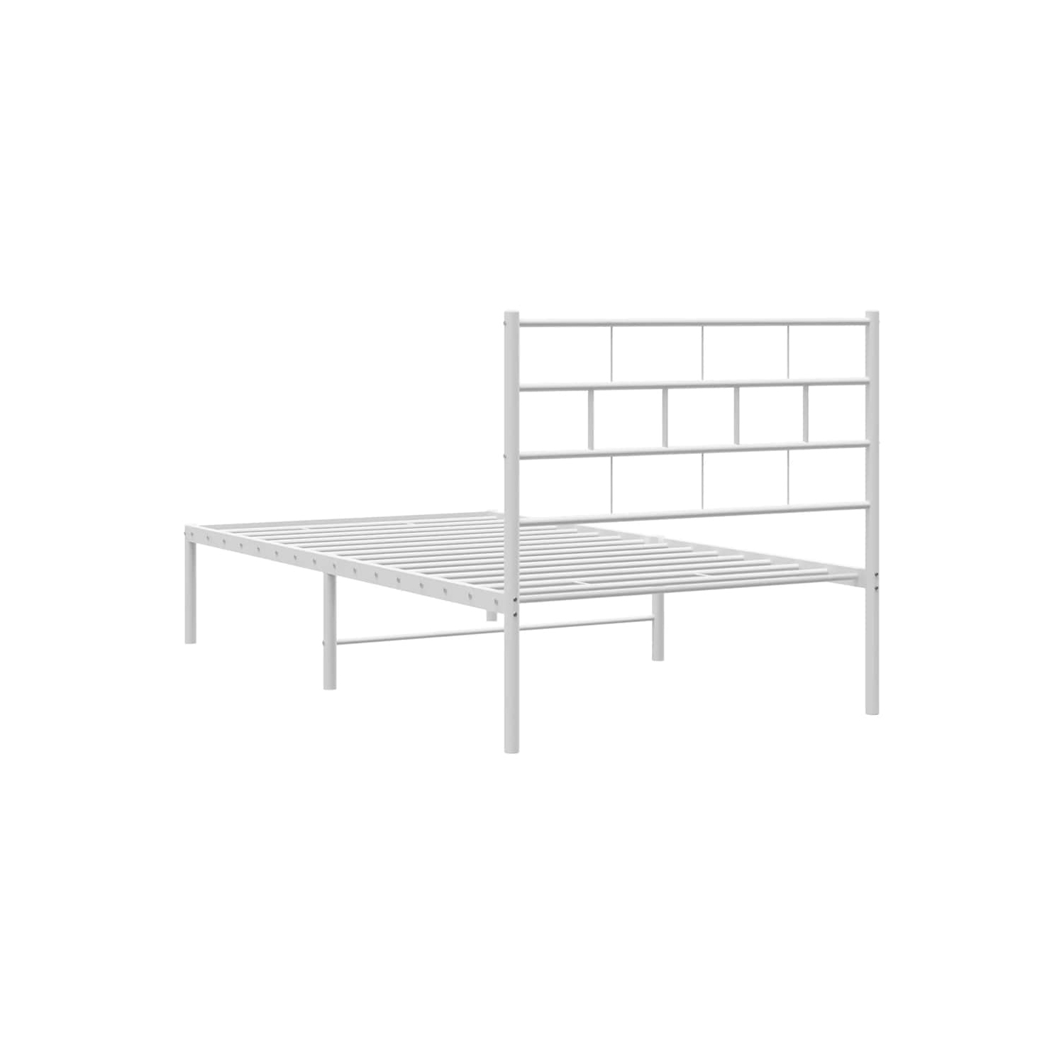 vidaXL White Metal Twin XL Bed Frame with Headboard, Heavy-Duty, Under-Bed Storage, No Mattress