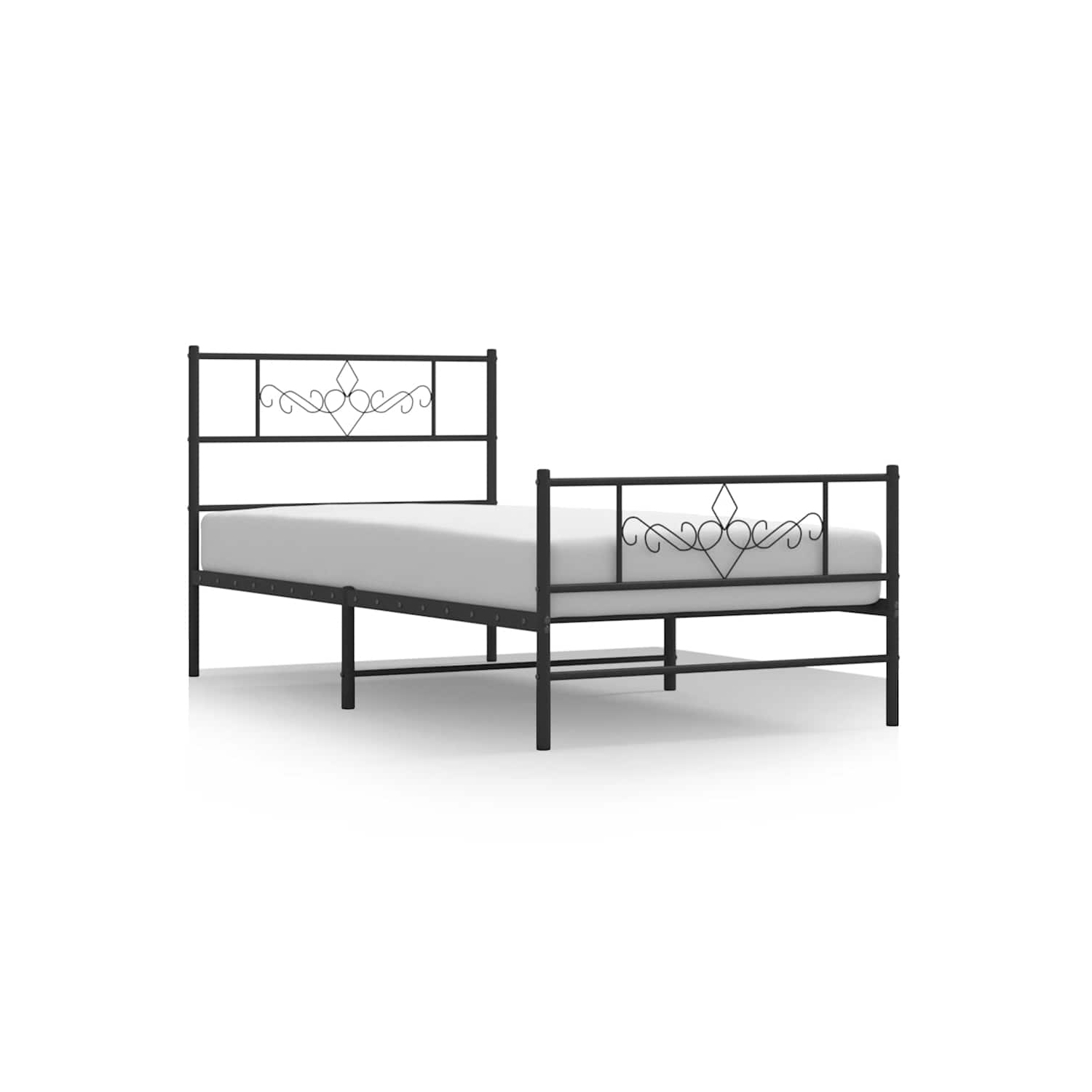 Très grand lit simple noir de 12&nbsp;po vidaXL avec tête et pied de lit, sans matelas