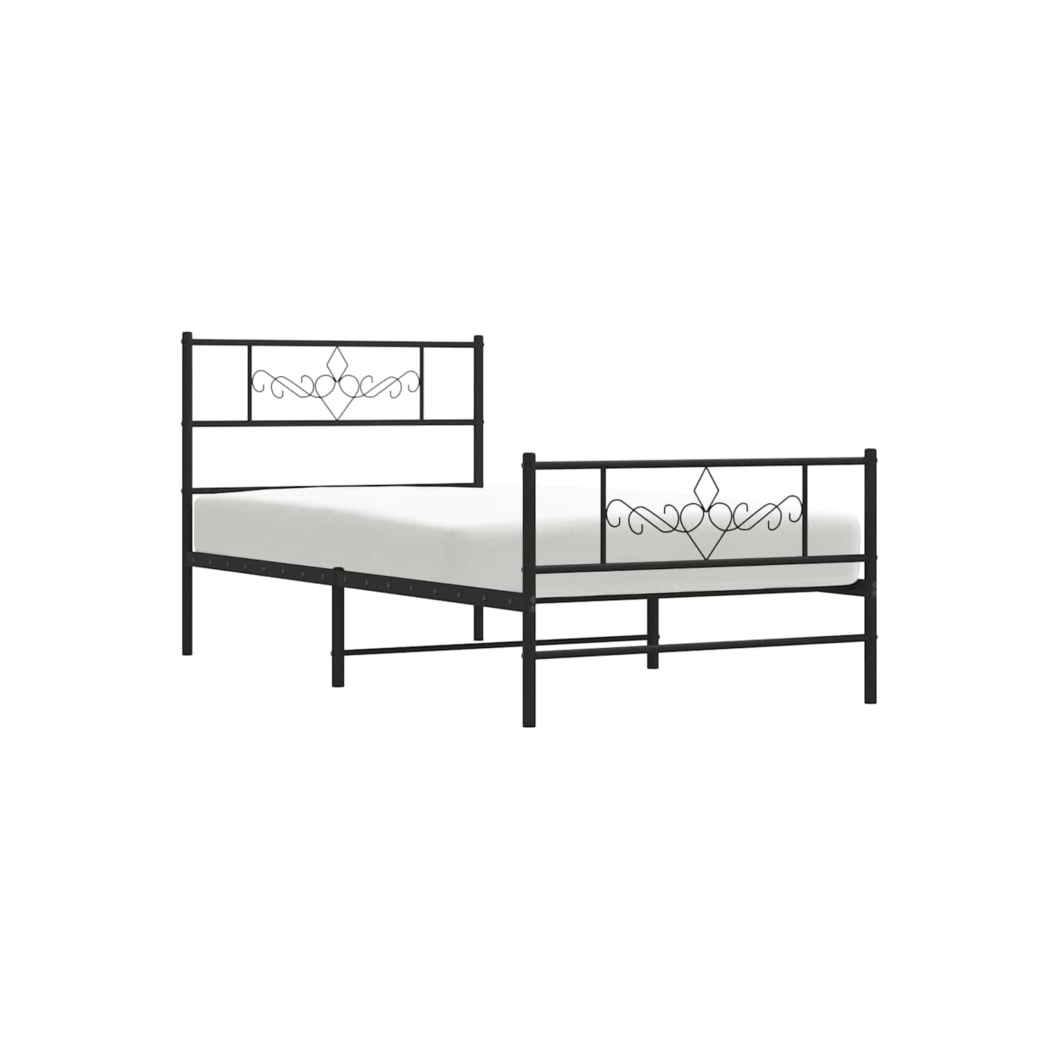 Très grand lit simple noir de 12 po vidaXL avec tête et pied de lit, sans matelas