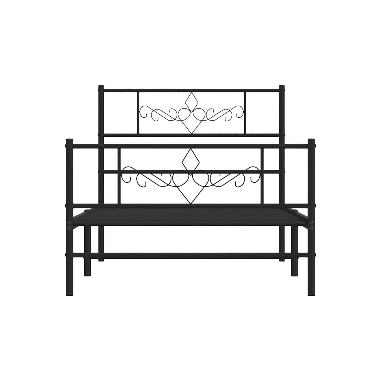 Très grand lit simple noir de 12 po vidaXL avec tête et pied de lit, sans matelas