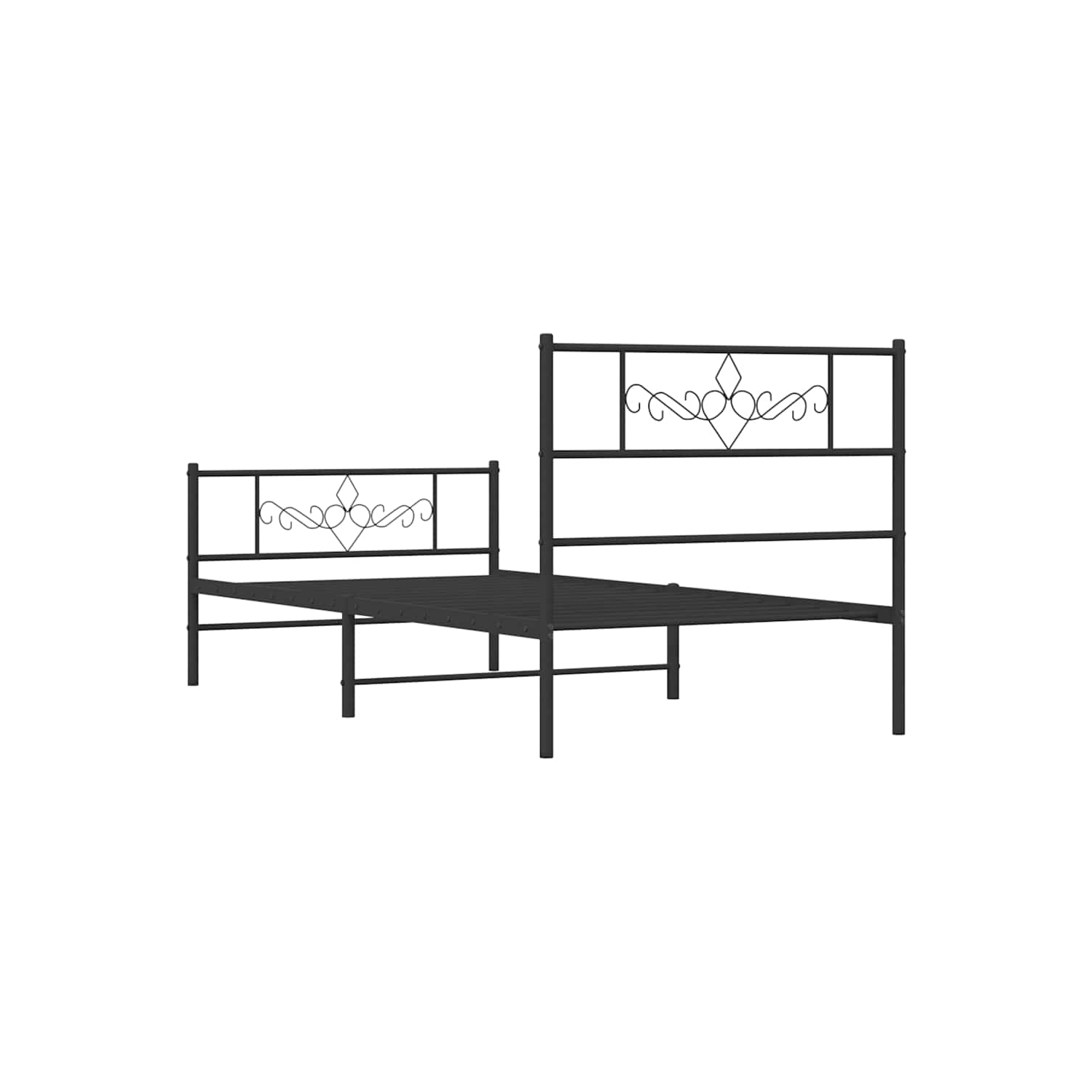 Très grand lit simple noir de 12 po vidaXL avec tête et pied de lit, sans matelas