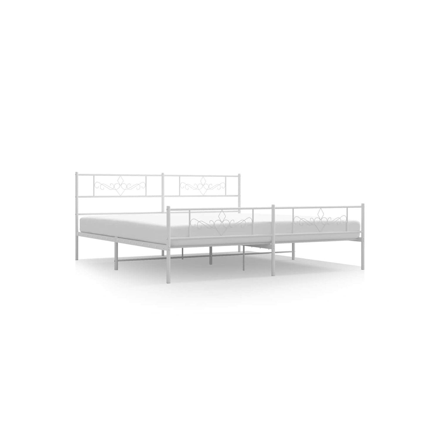 vidaXL 12" White King Size Metal Bed Frame with Headboard & Footboard No Mattress