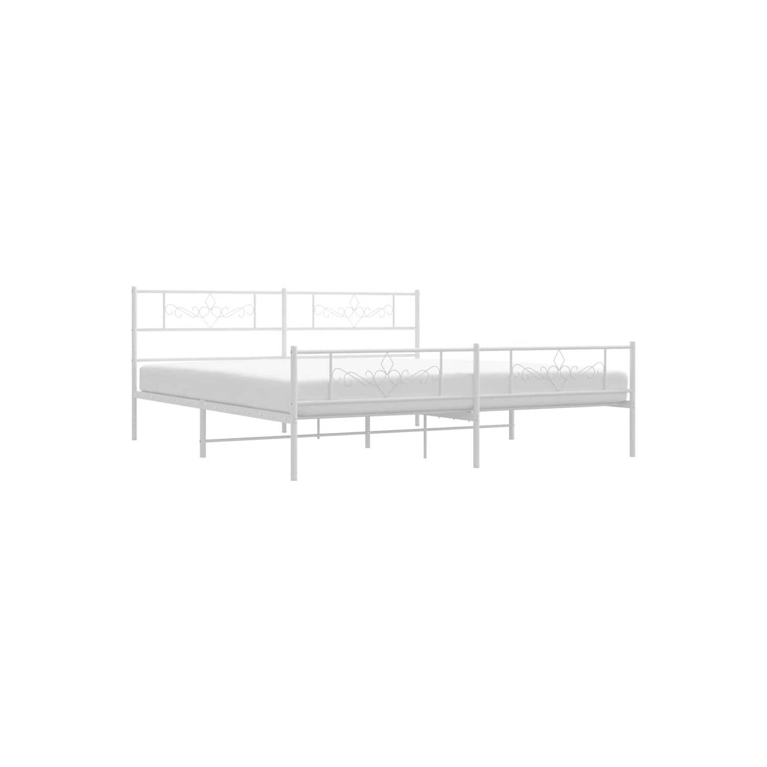 vidaXL 12" White King Size Metal Bed Frame with Headboard & Footboard No Mattress