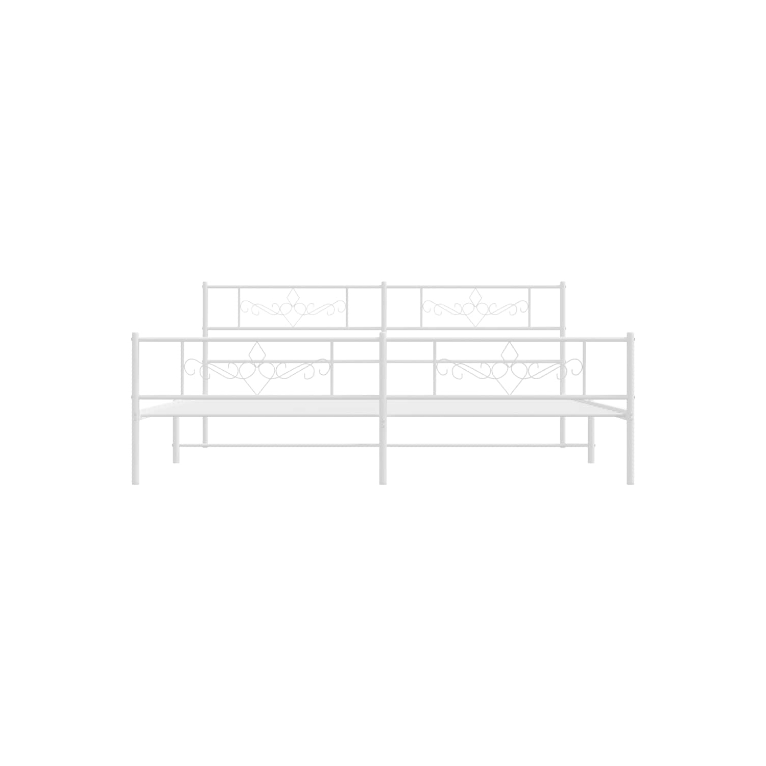 vidaXL 12" White King Size Metal Bed Frame with Headboard & Footboard No Mattress