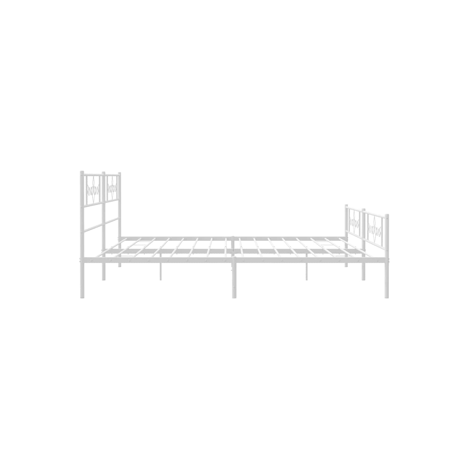 vidaXL 12" White King Size Metal Bed Frame with Headboard & Footboard No Mattress