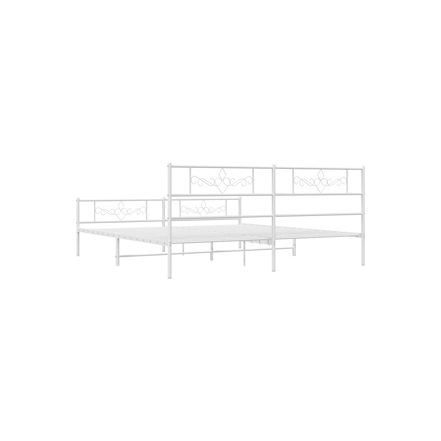 vidaXL 12" White King Size Metal Bed Frame with Headboard & Footboard No Mattress