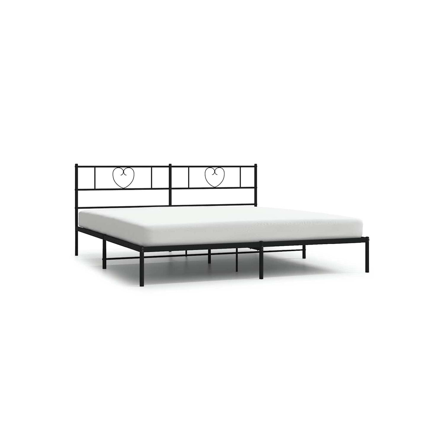 vidaXL King Metal Bed Frame with Headboard, Sturdy Steel, Black, No Mattress