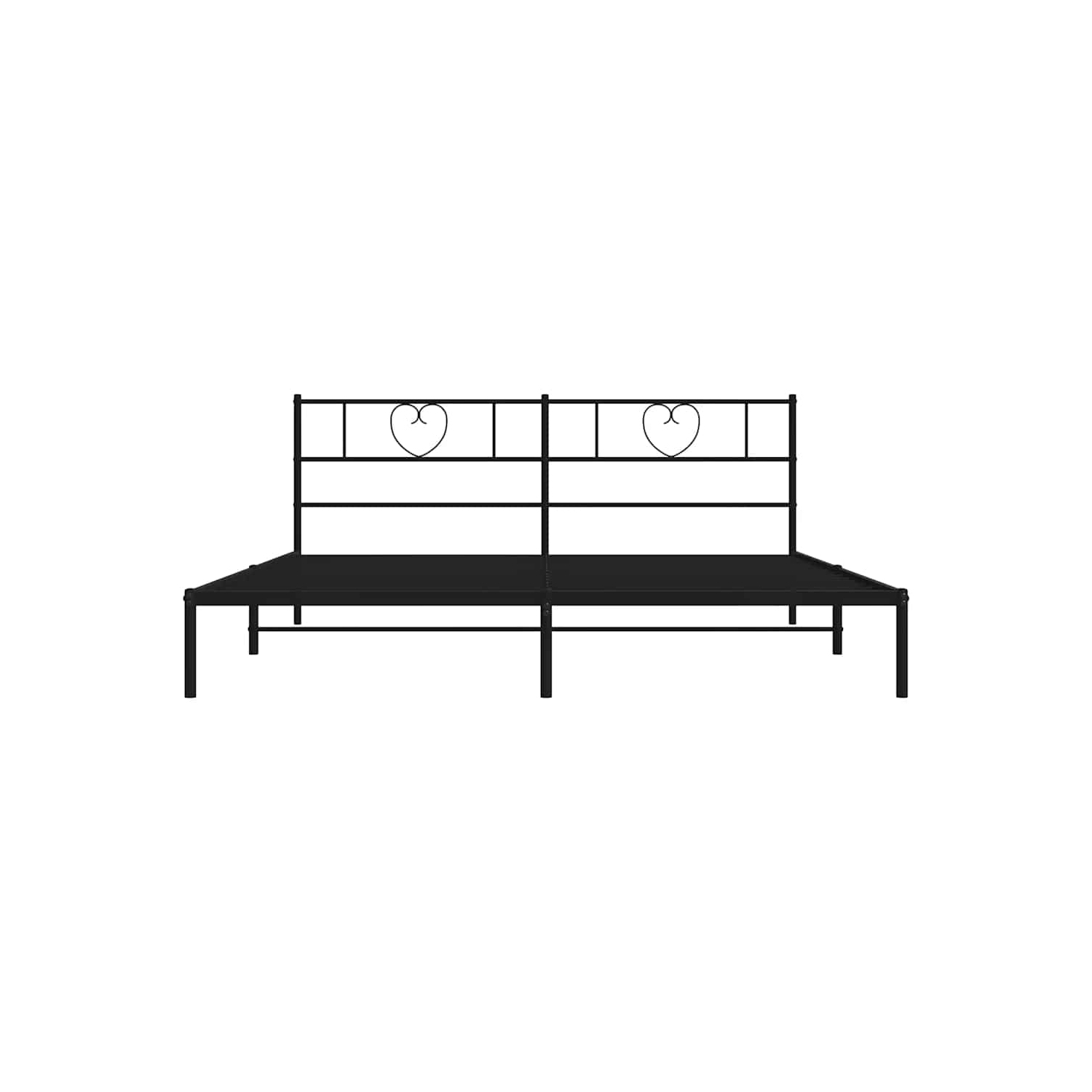 vidaXL King Metal Bed Frame with Headboard, Sturdy Steel, Black, No Mattress