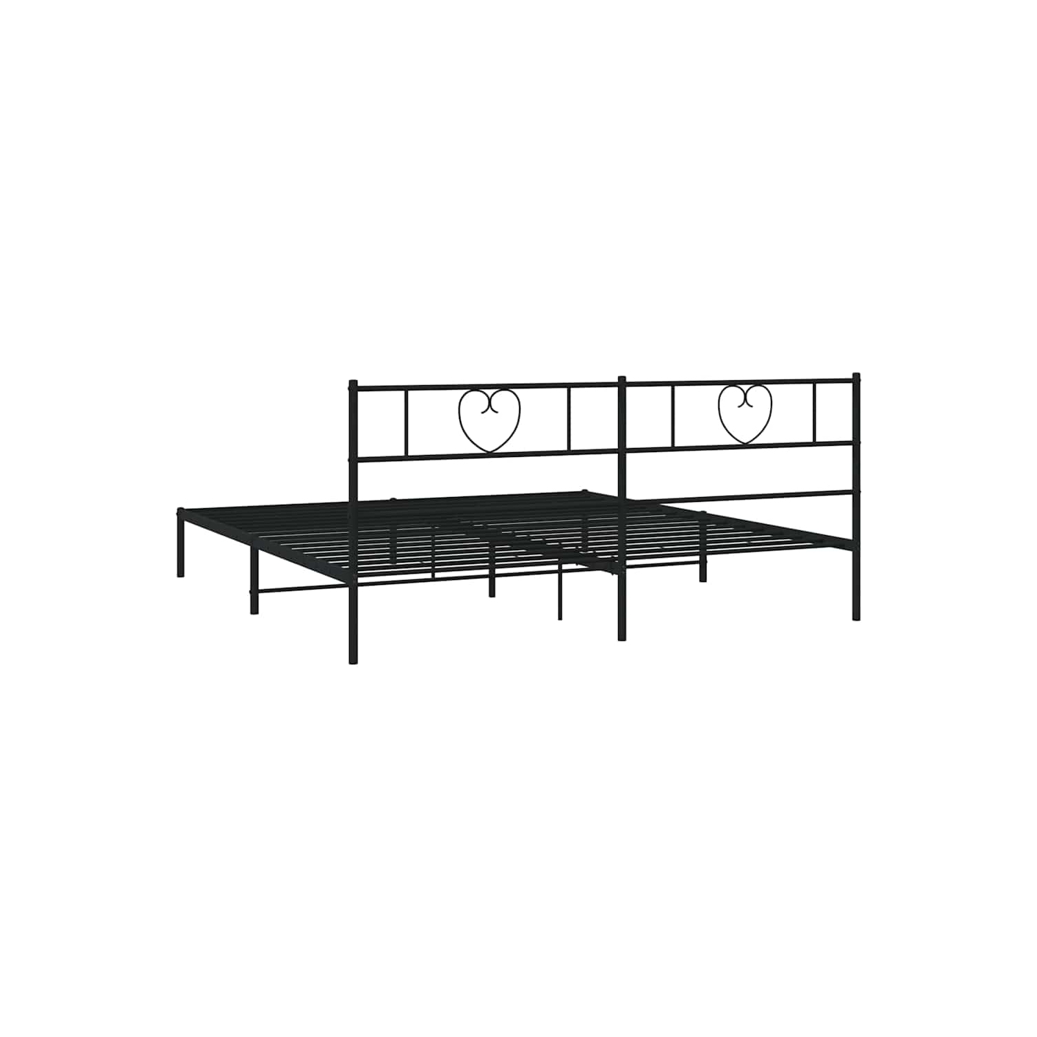 vidaXL King Metal Bed Frame with Headboard, Sturdy Steel, Black, No Mattress