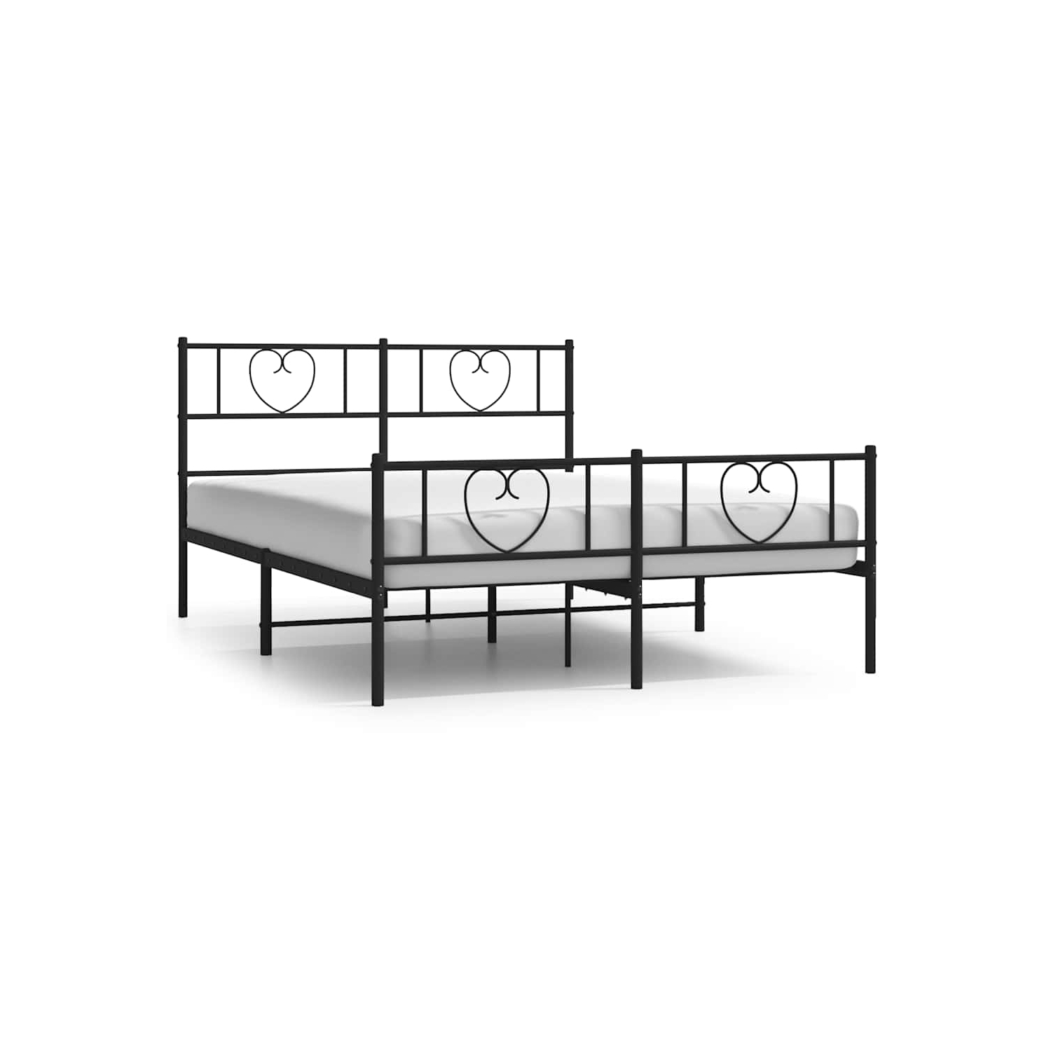 vidaXL Full Metal Bed Frame with Headboard & Footboard, Sturdy Steel, Black, No Mattress