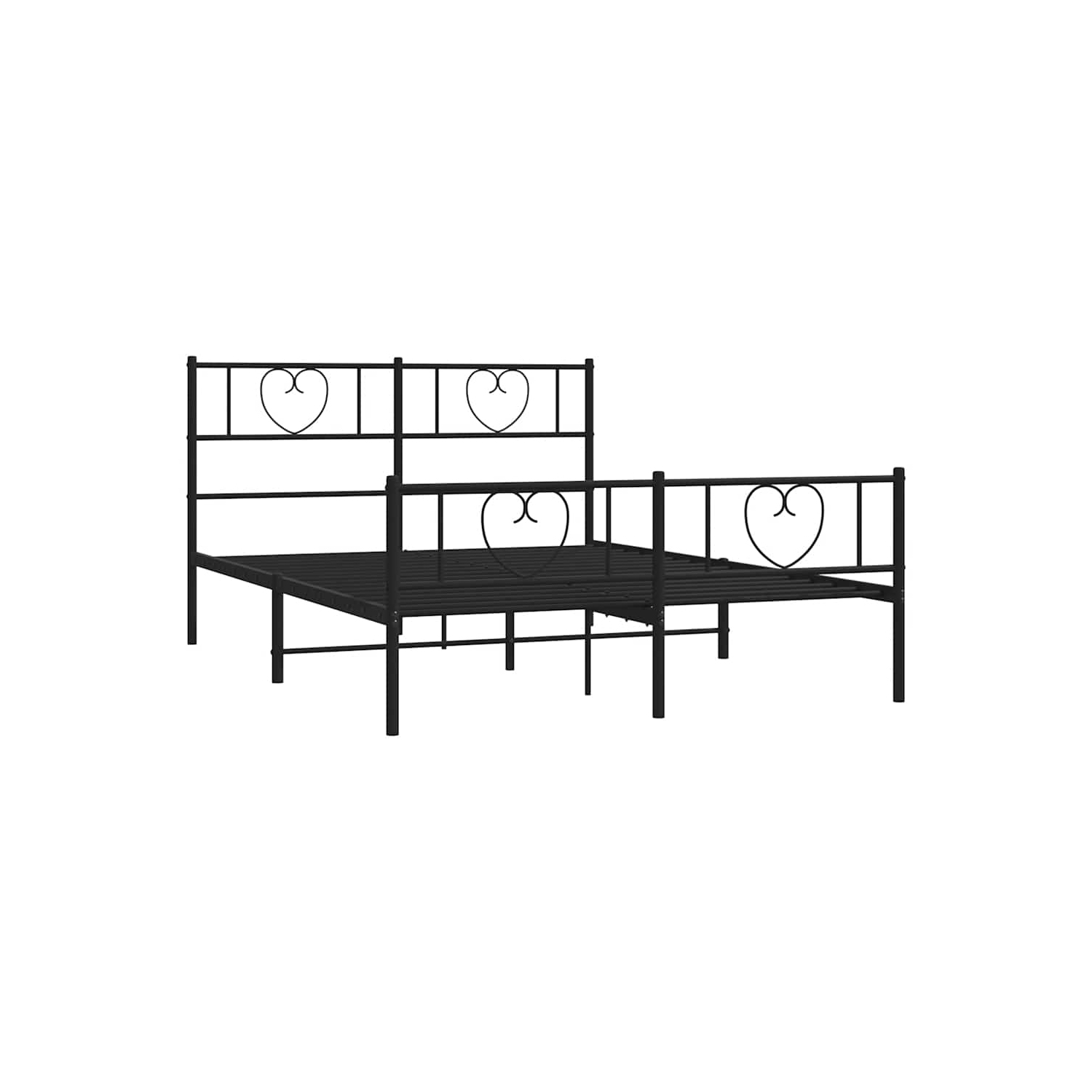 vidaXL Full Metal Bed Frame with Headboard & Footboard, Sturdy Steel, Black, No Mattress