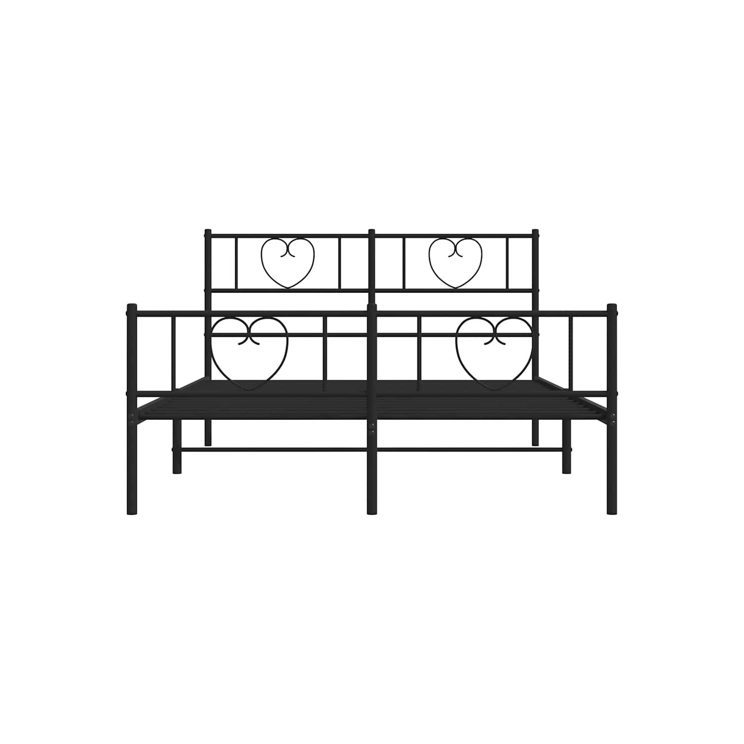 vidaXL Full Metal Bed Frame with Headboard & Footboard, Sturdy Steel, Black, No Mattress