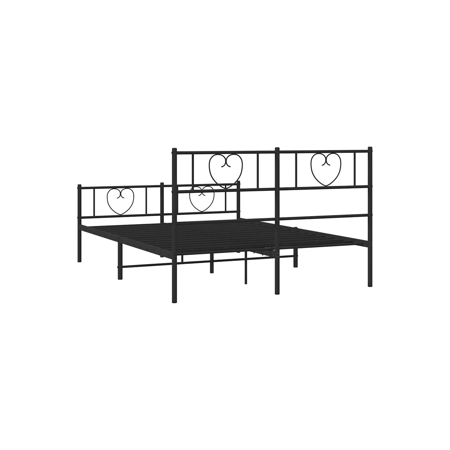 vidaXL Full Metal Bed Frame with Headboard & Footboard, Sturdy Steel, Black, No Mattress