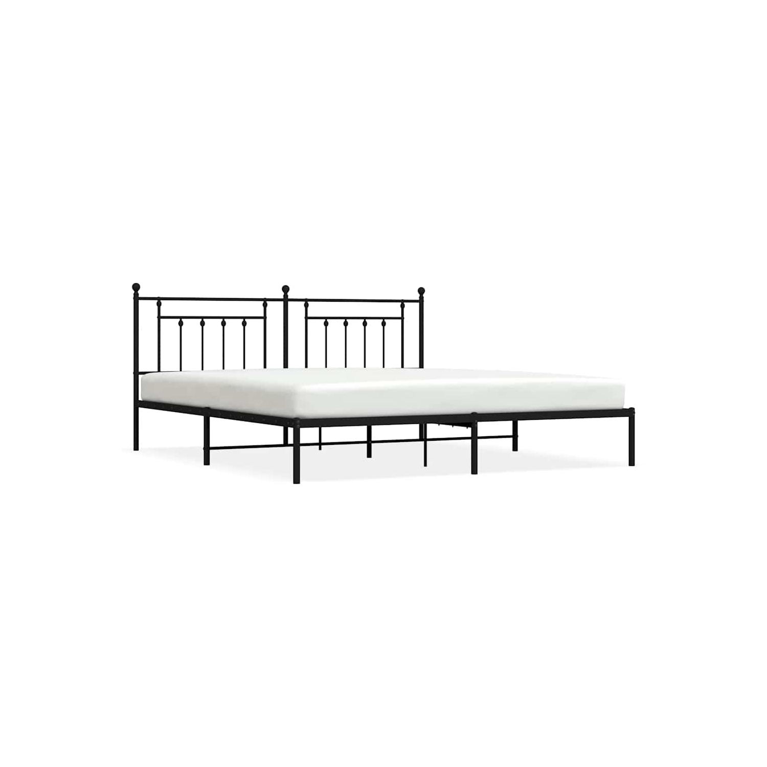 vidaXL 12" Black King Size Metal Bed Frame with Headboard No Mattress