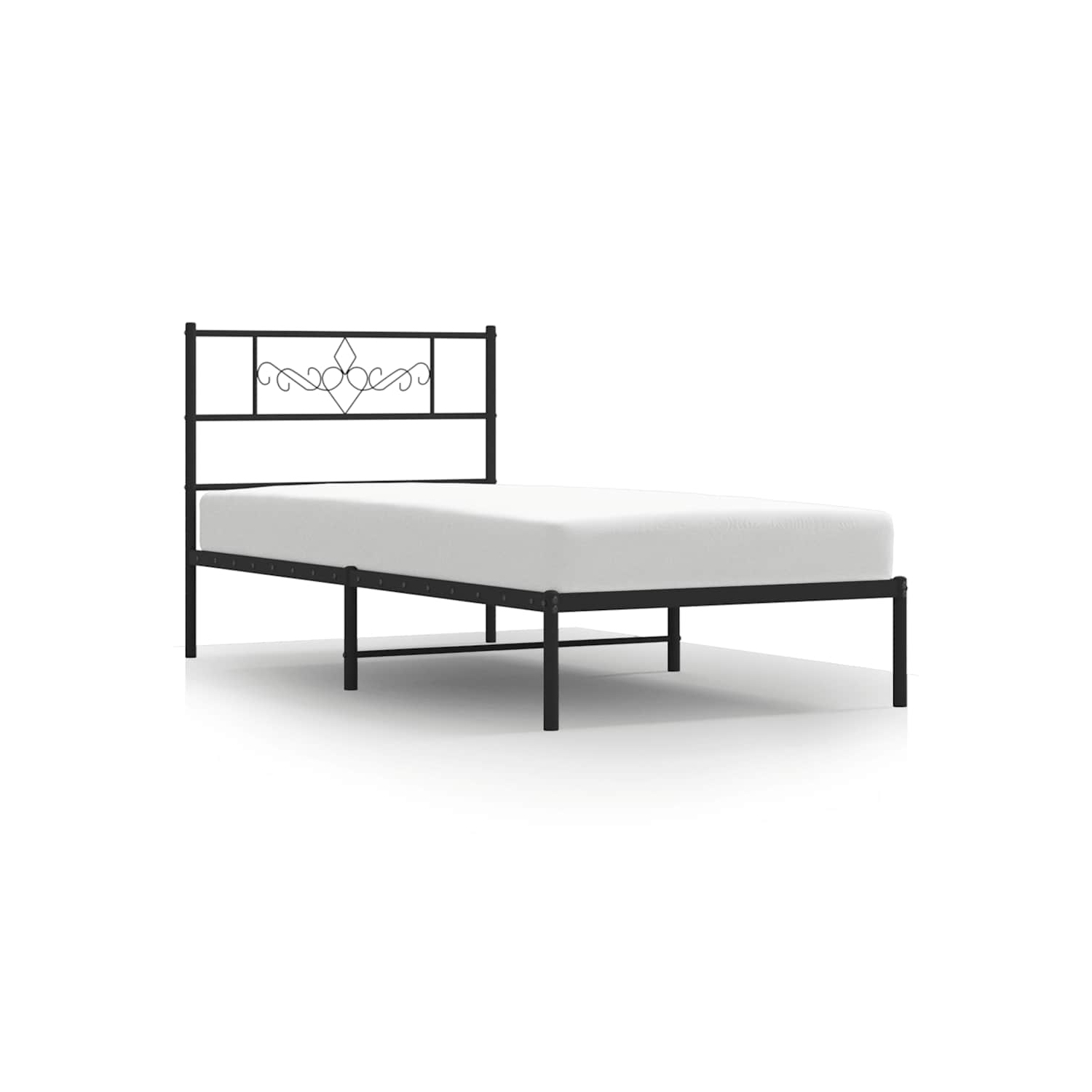 vidaXL 12" Black Twin XL Metal Bed Frame with Headboard No Mattress