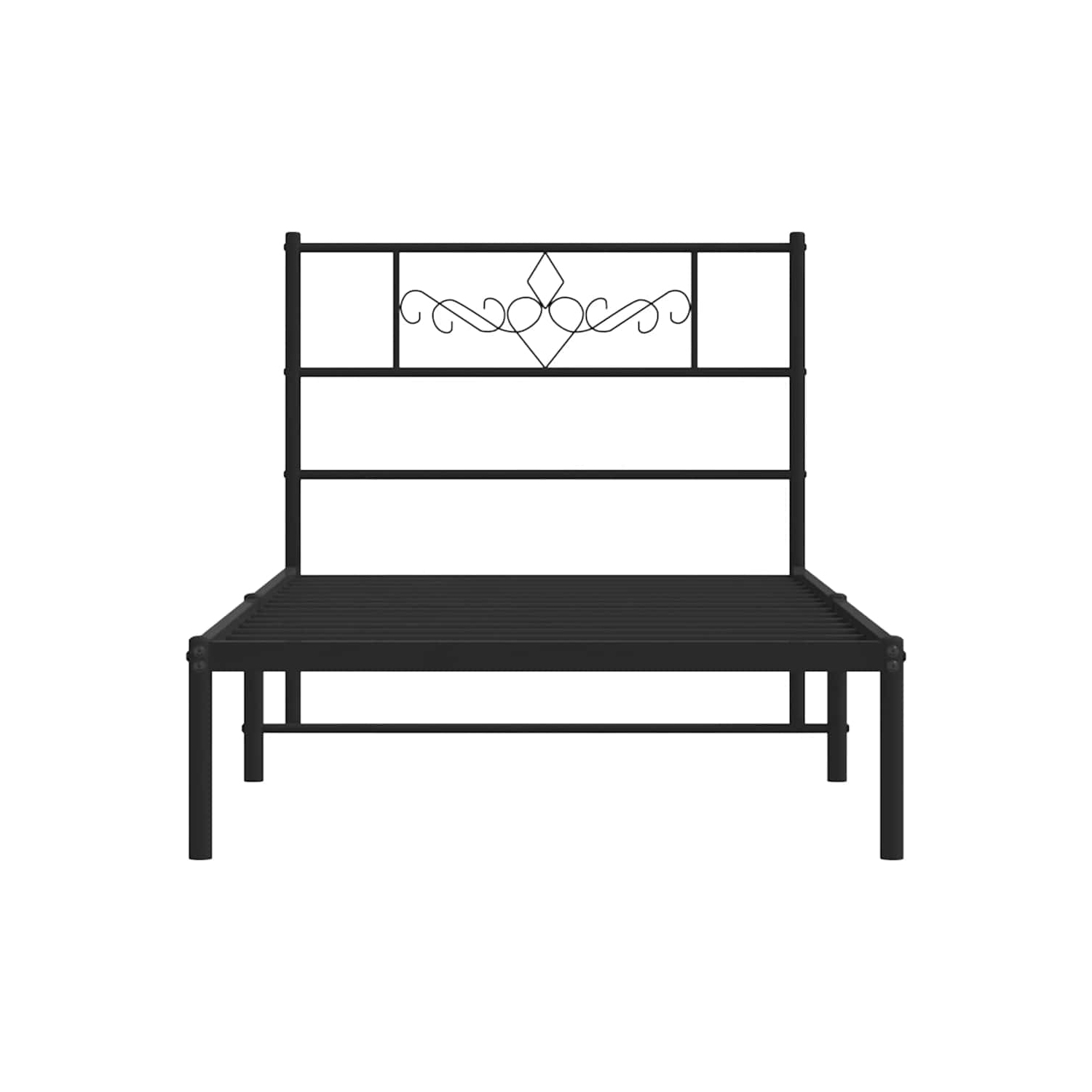 vidaXL 12" Black Twin XL Metal Bed Frame with Headboard No Mattress