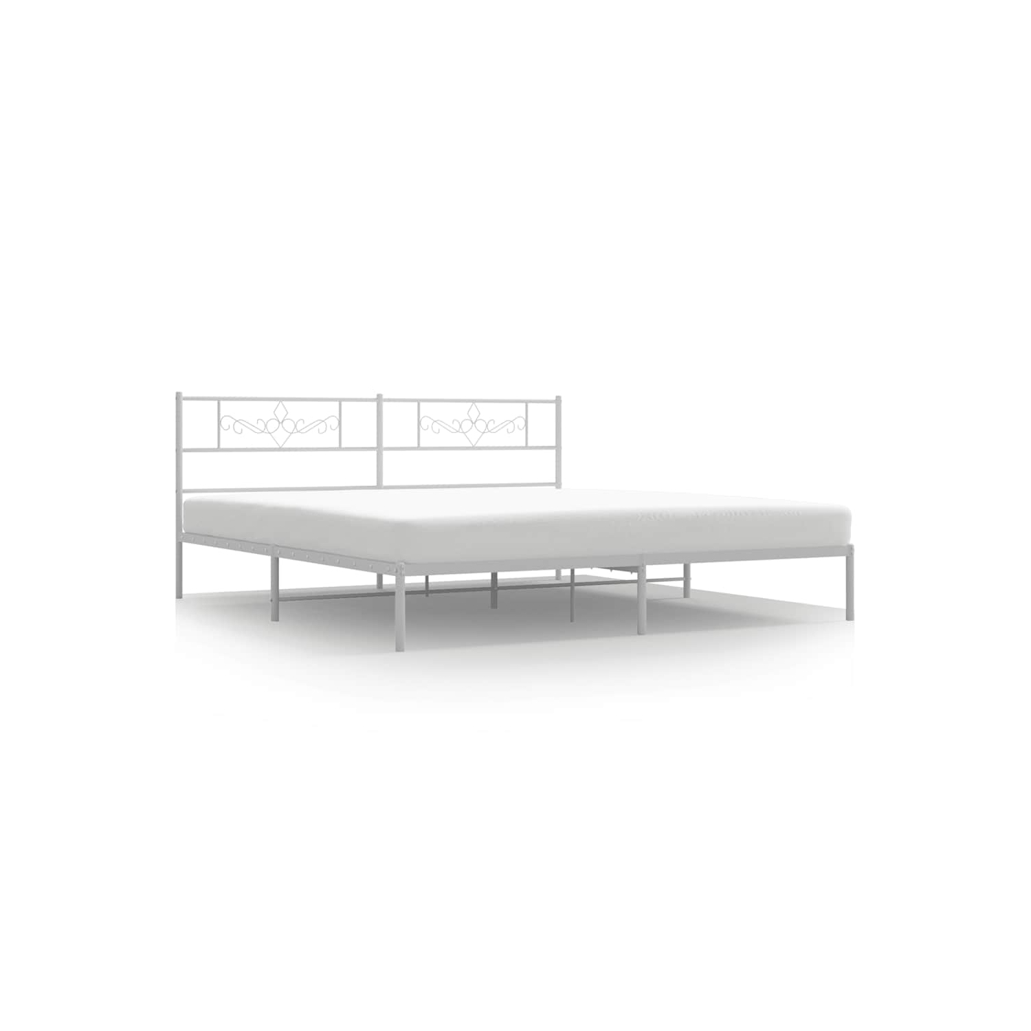 vidaXL 12" White California King Metal Bed Frame with Headboard No Mattress