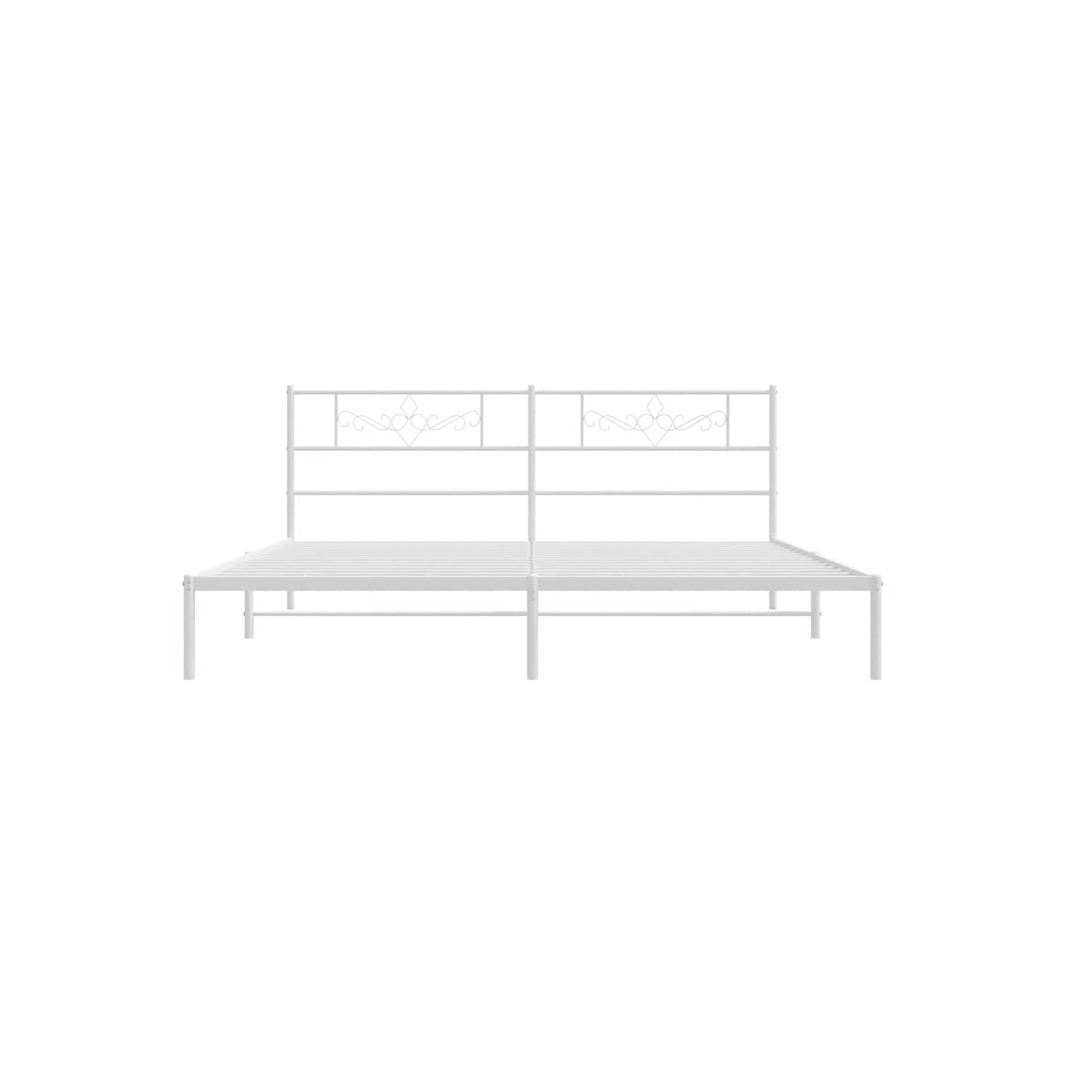 vidaXL 12" White California King Metal Bed Frame with Headboard No Mattress