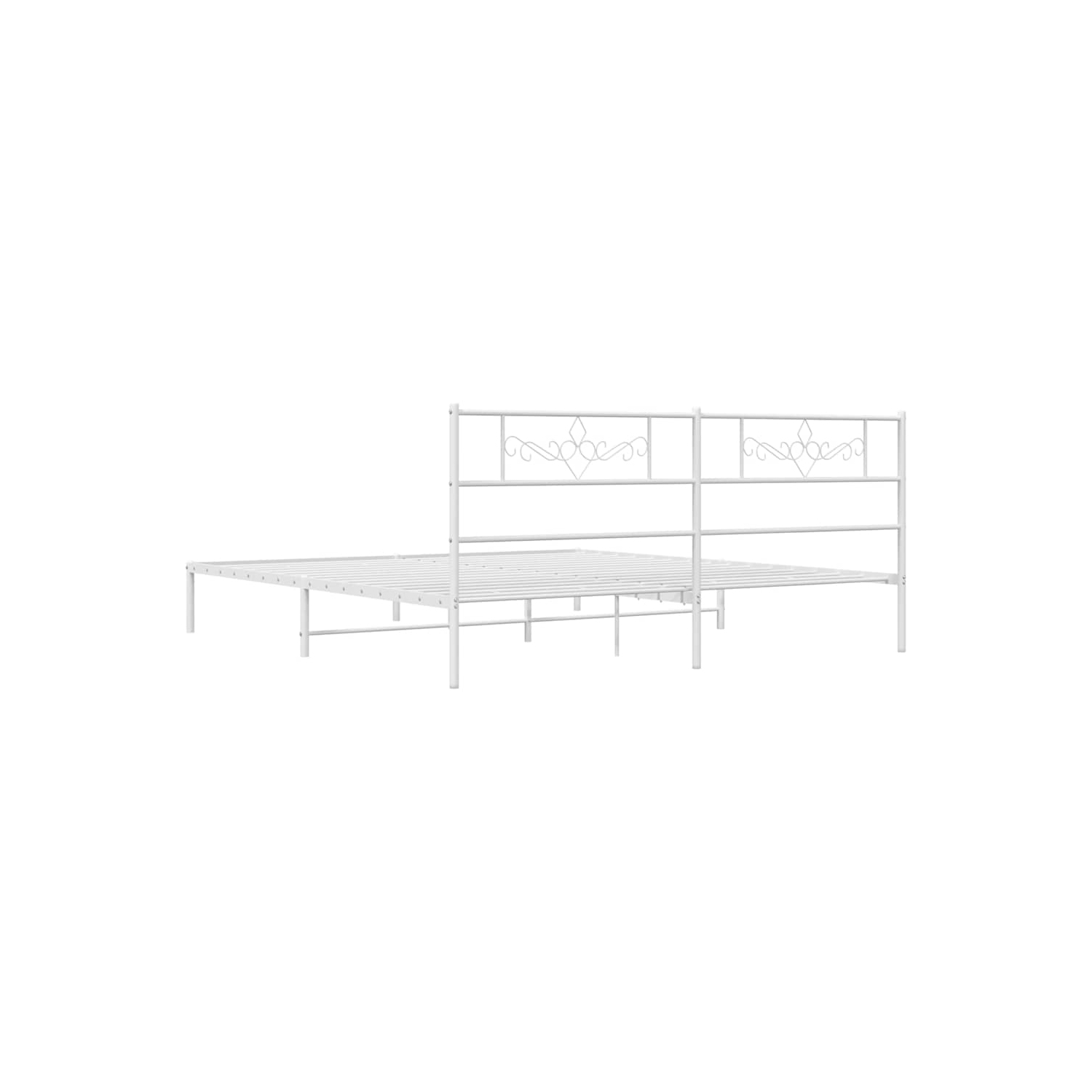 vidaXL 12" White California King Metal Bed Frame with Headboard No Mattress