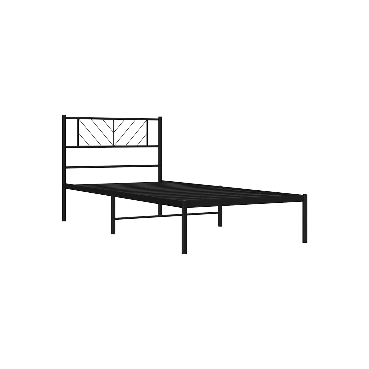 vidaXL Twin XL Metal Bed Frame with Headboard, Sturdy Steel, Black, No Mattress