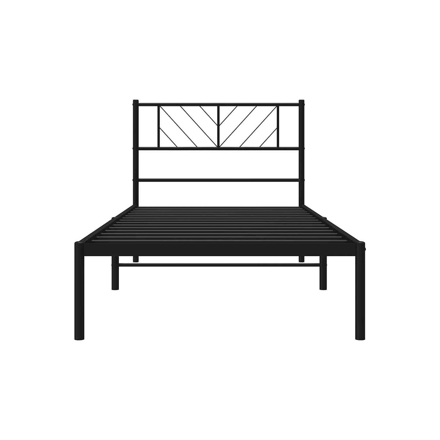 vidaXL Twin XL Metal Bed Frame with Headboard, Sturdy Steel, Black, No Mattress