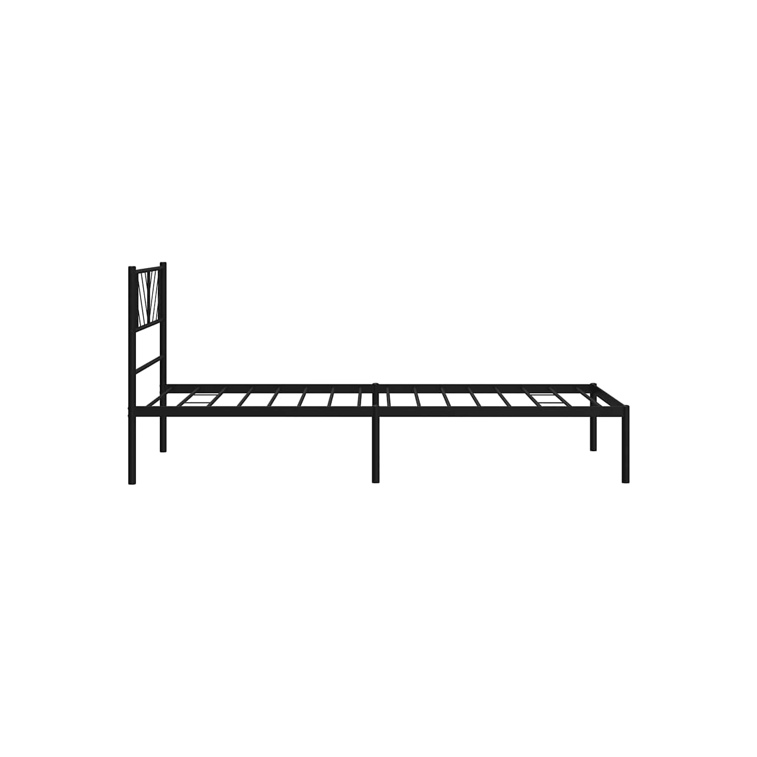 vidaXL Twin XL Metal Bed Frame with Headboard, Sturdy Steel, Black, No Mattress