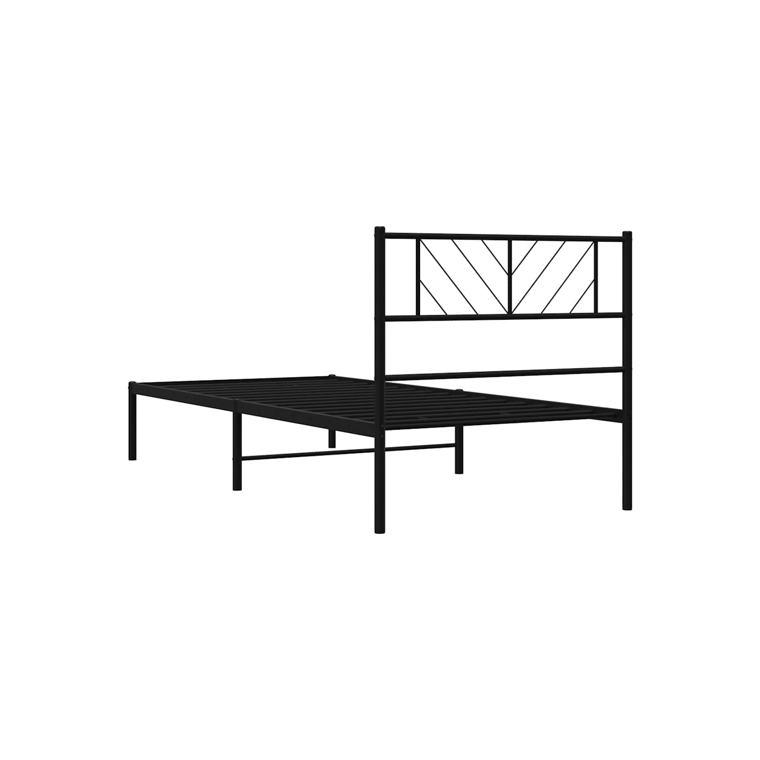 vidaXL Twin XL Metal Bed Frame with Headboard, Sturdy Steel, Black, No Mattress