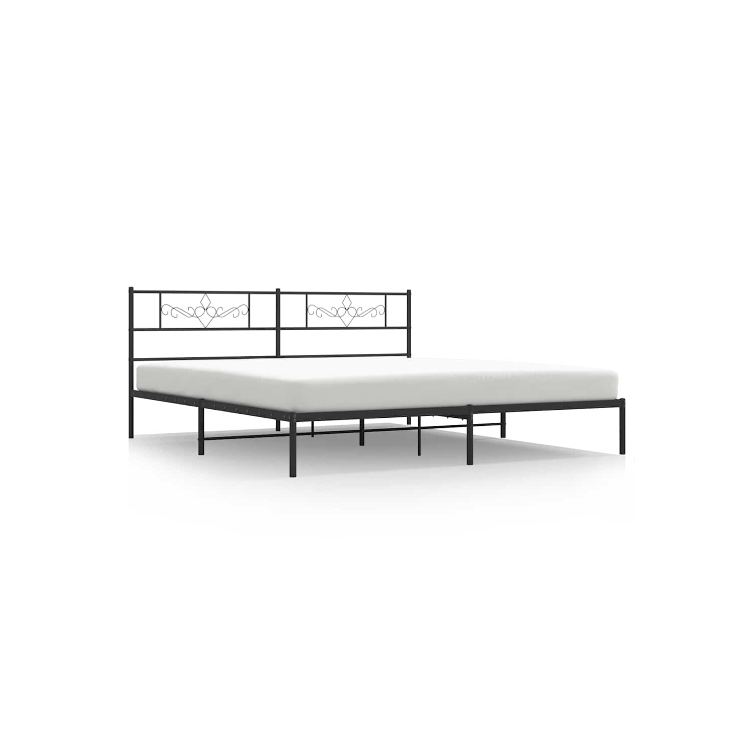 vidaXL 12" Black King Size Metal Bed Frame with Headboard No Mattress