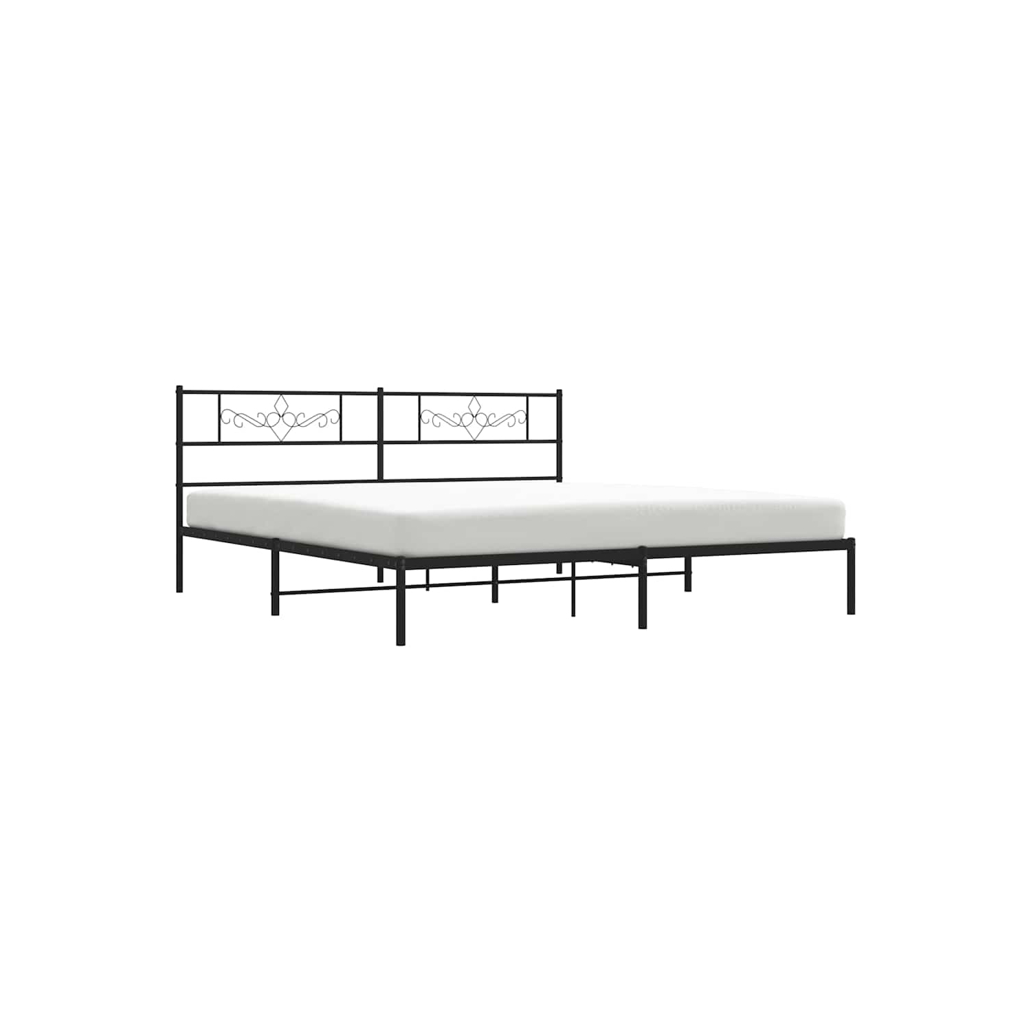vidaXL 12" Black King Size Metal Bed Frame with Headboard No Mattress