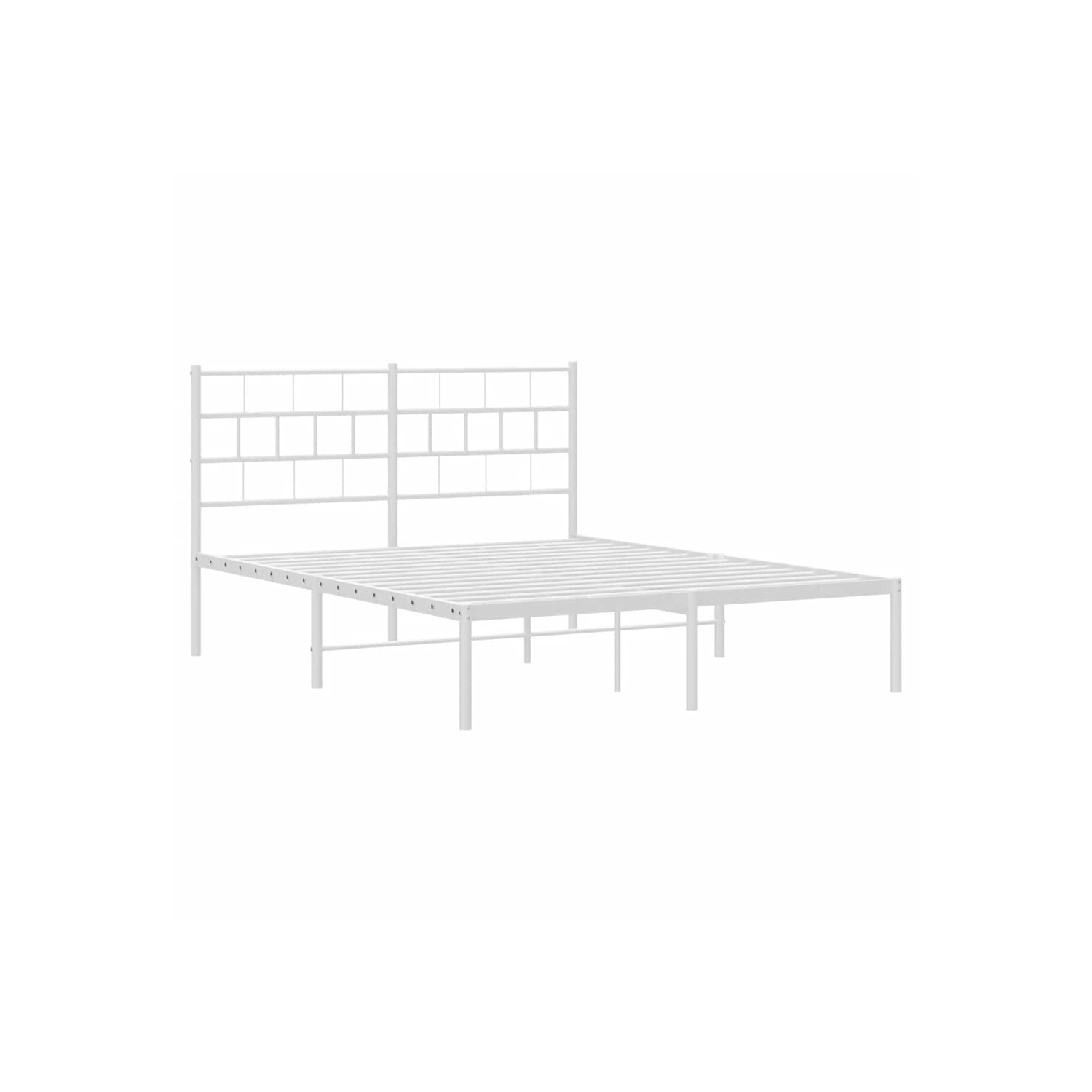 VidaXL – Cadre de lit double en métal blanc avec tête de lit, robuste, rangement sous le lit, sans matelas