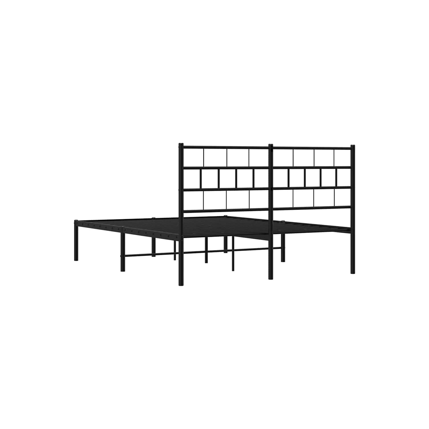 Cadre de lit double en métal noir vidaXL avec tête de lit, robuste, rangement sous le lit, sans matelas