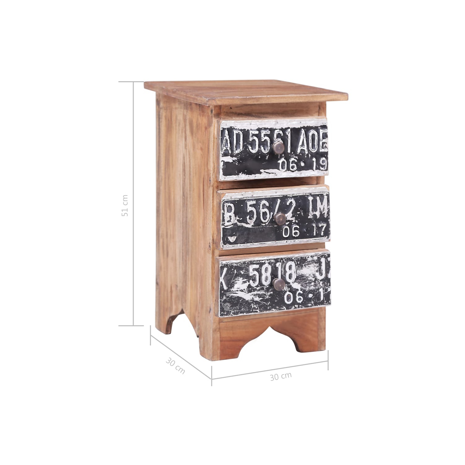 vidaXL Bedside Cabinet 30x30x51 cm Solid Mahogany Wood