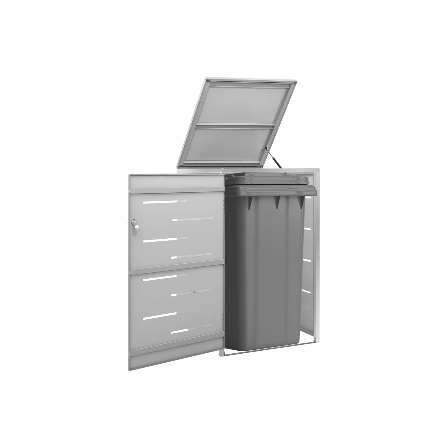 vidaXL Single Wheelie Bin Shed 69x77.5x112.5 cm Stainless Steel