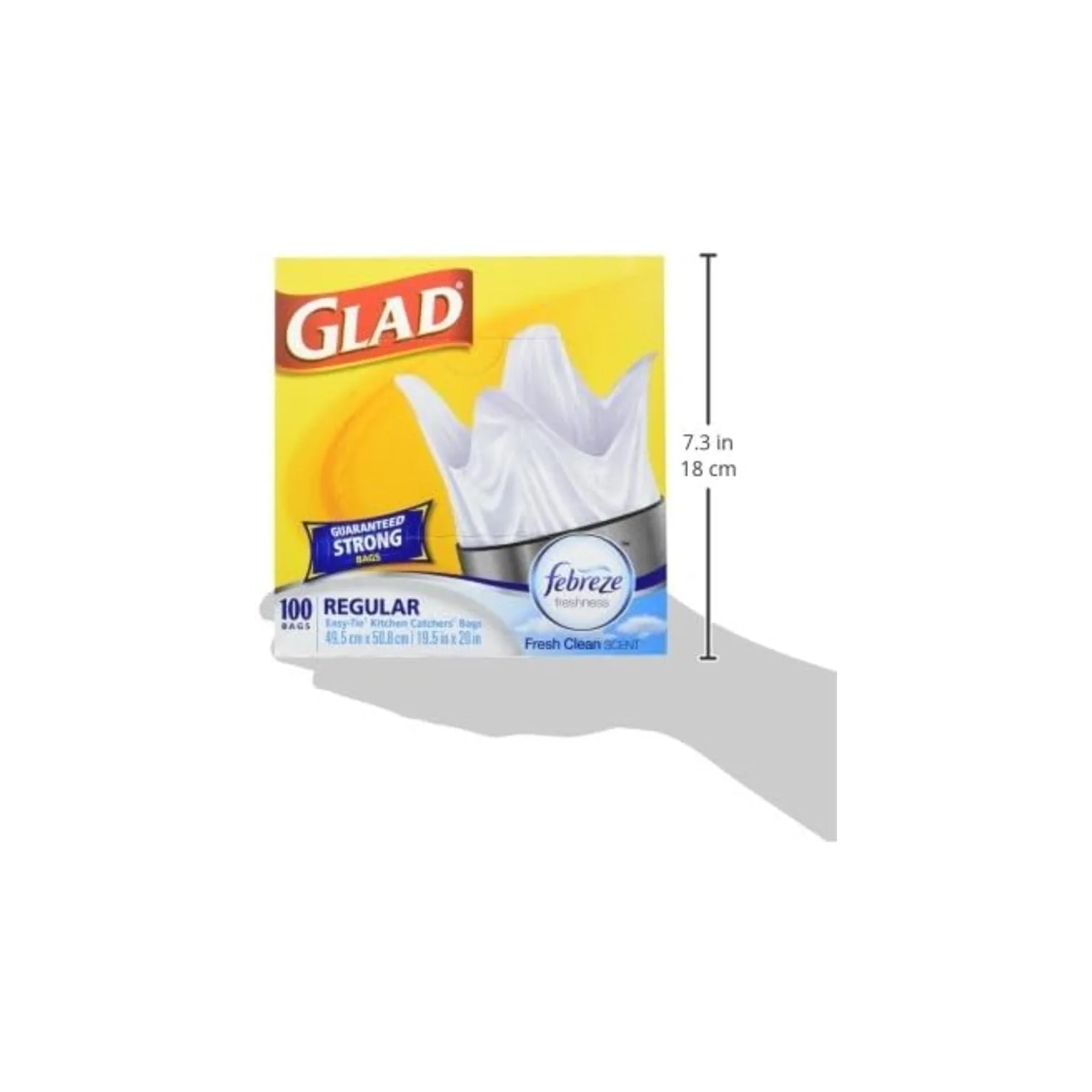 Sacs à ordures blancs Glad - petit 25 litres - parfum frais Febreze - 100 sacs poubelles - fabriqués au Canada de composants mondiaux