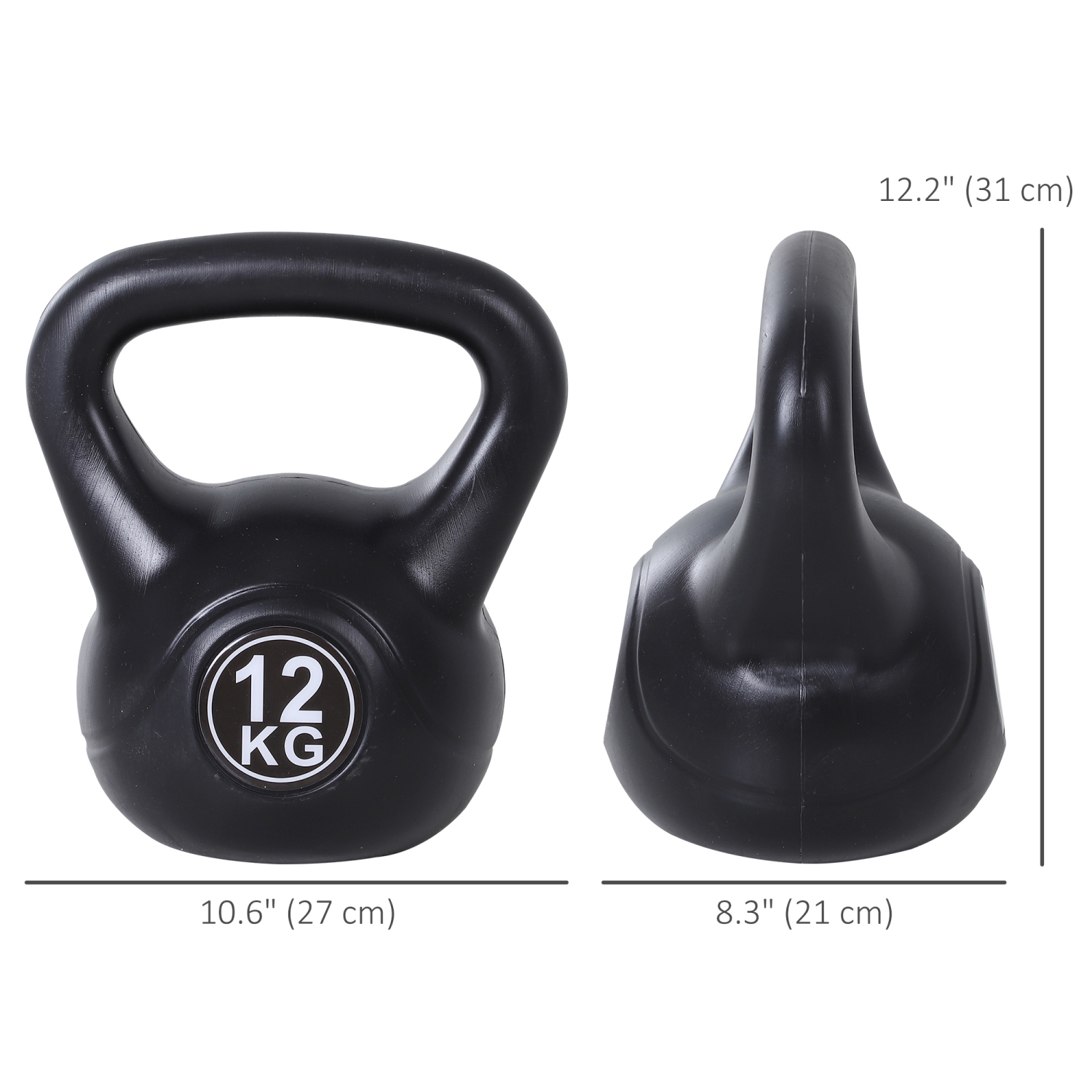 Soozier 26lb Fitness Kettlebell, Plastic Exercise Weight with Sand, Weightlifting Tools with Smooth Handle, Noise Reduction for Home, Gym