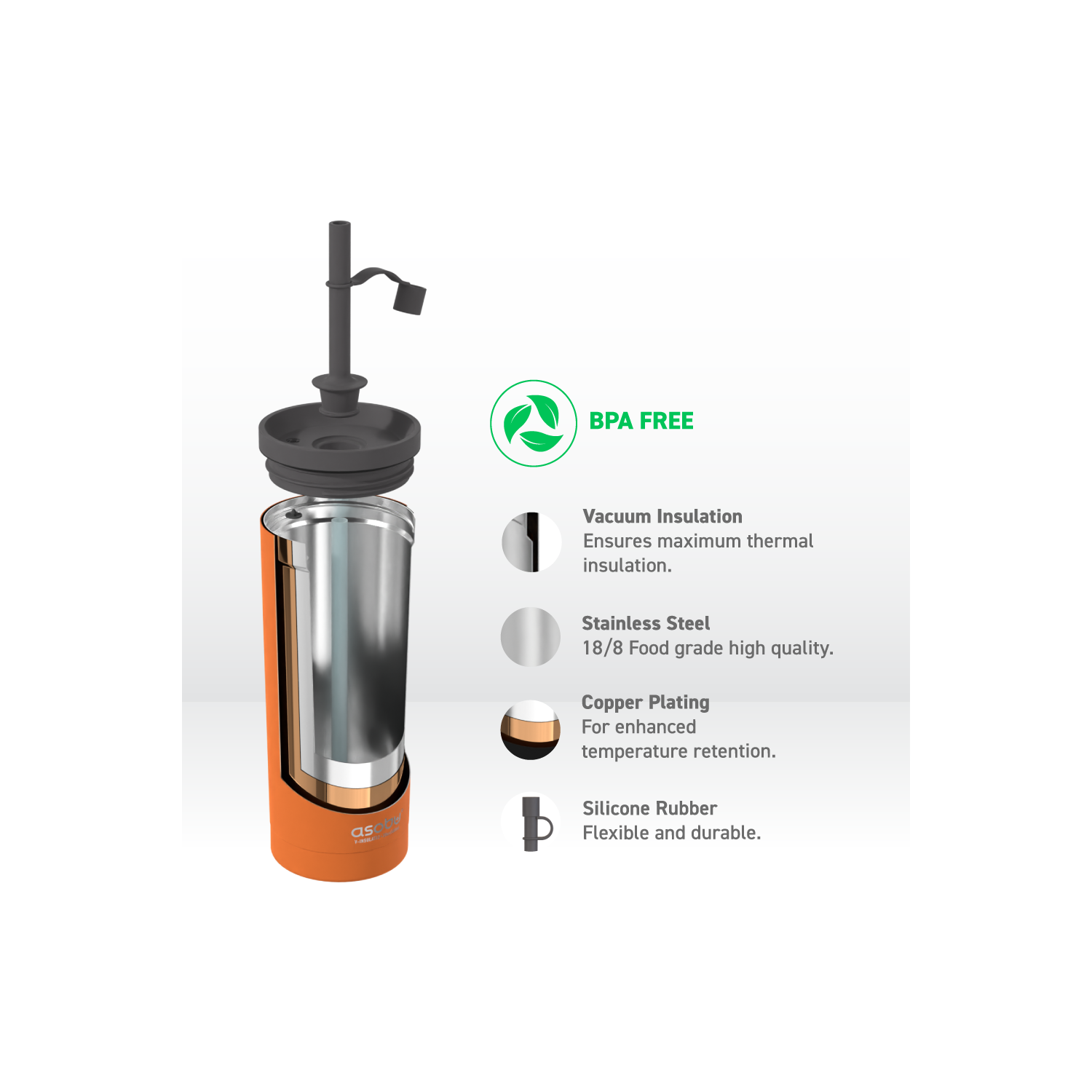 Asobu Superb Sippy Double Wall Stainless Steel Tumbler with Silicone Flexible Straw, 20 Ounces