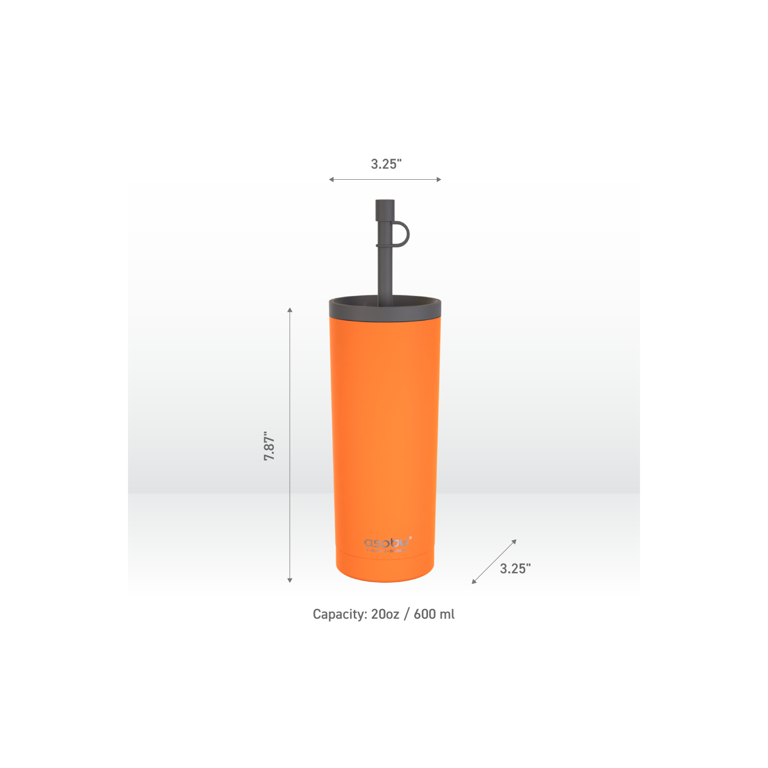 Asobu Superb Sippy Double Wall Stainless Steel Tumbler with Silicone Flexible Straw, 20 Ounces