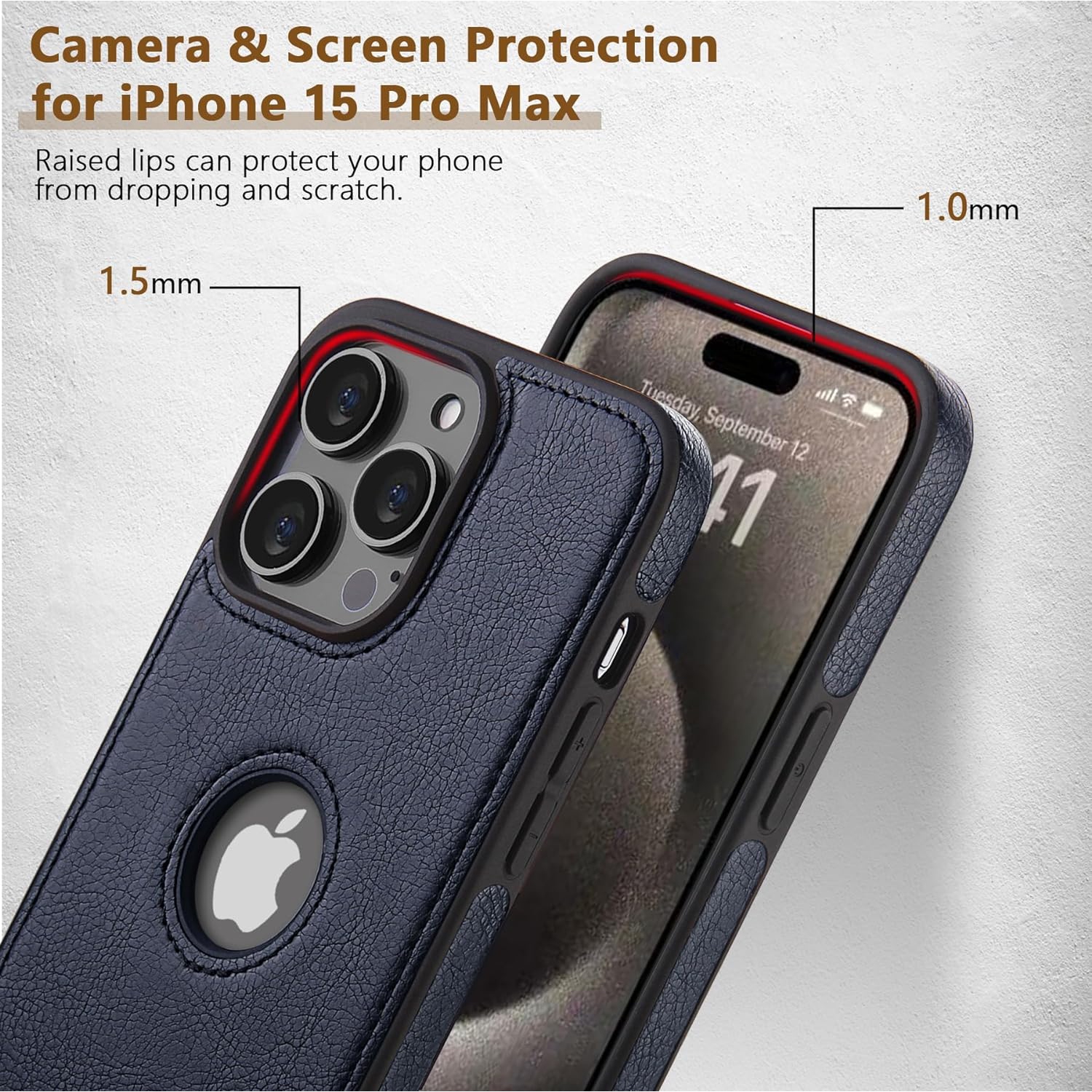 Étui en cuir pour iPhone 12 et 12 PRO, couvercle arrière en cuir de qualité supérieure - EXPÉDITION GRATUITE