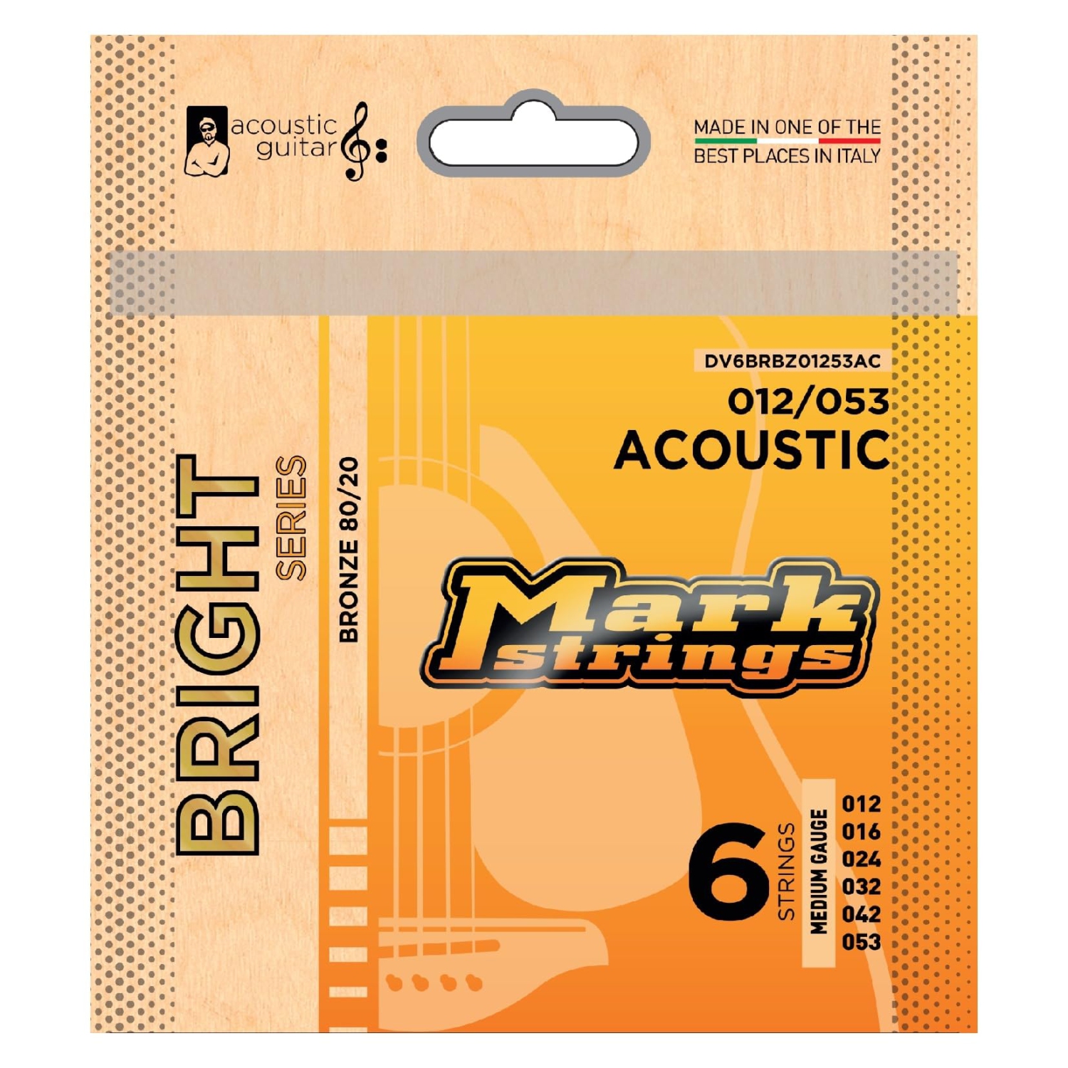 DV Mark Bright – Ensemble de 6 cordes de guitare acoustique, calibre moyen, bronze 80/20