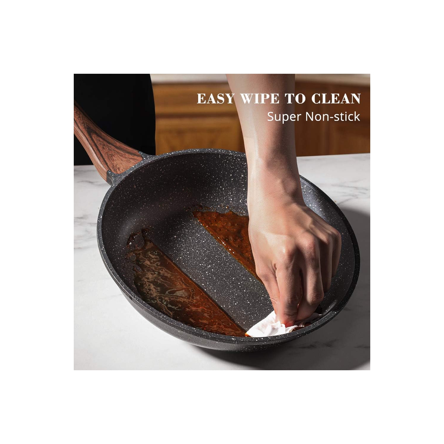 Ensemble de poêles à frire antiadhésives SENSARTE, poêle à omelette avec revêtement Swiss Granite, poêle à frire Healthy Stone chef, sans PFOA