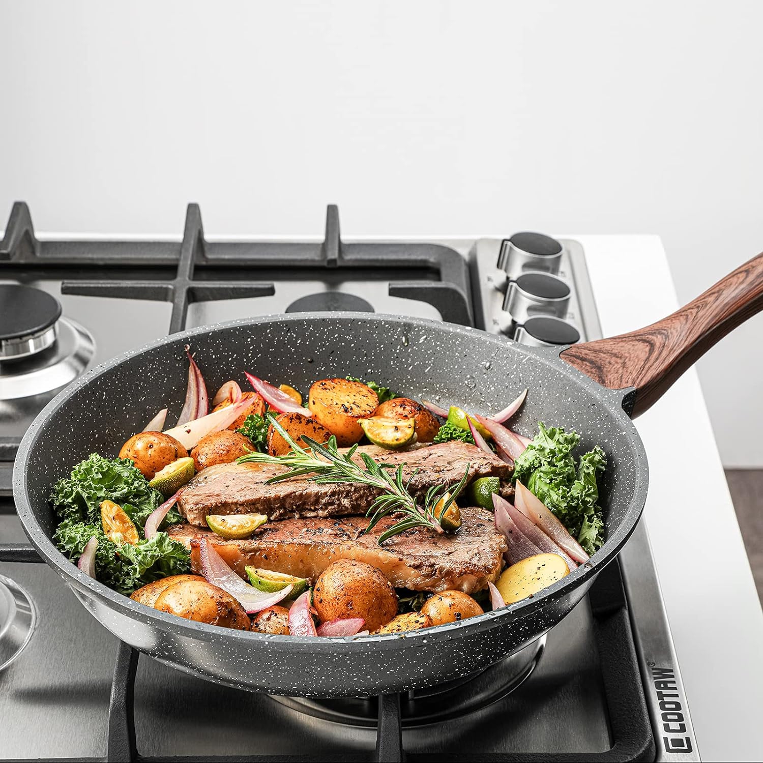 Ensemble de poêles à frire antiadhésives SENSARTE, poêle à omelette avec revêtement Swiss Granite, poêle à frire Healthy Stone chef, sans PFOA