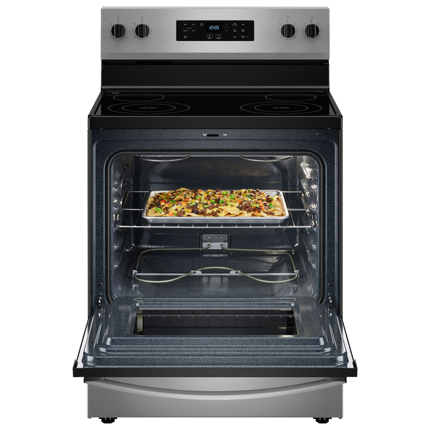 Cuisinière électrique autonome à 4 éléments avec four autonettoyant 5,3 pi³ 30 po série 3 de Whirlpool - Inox