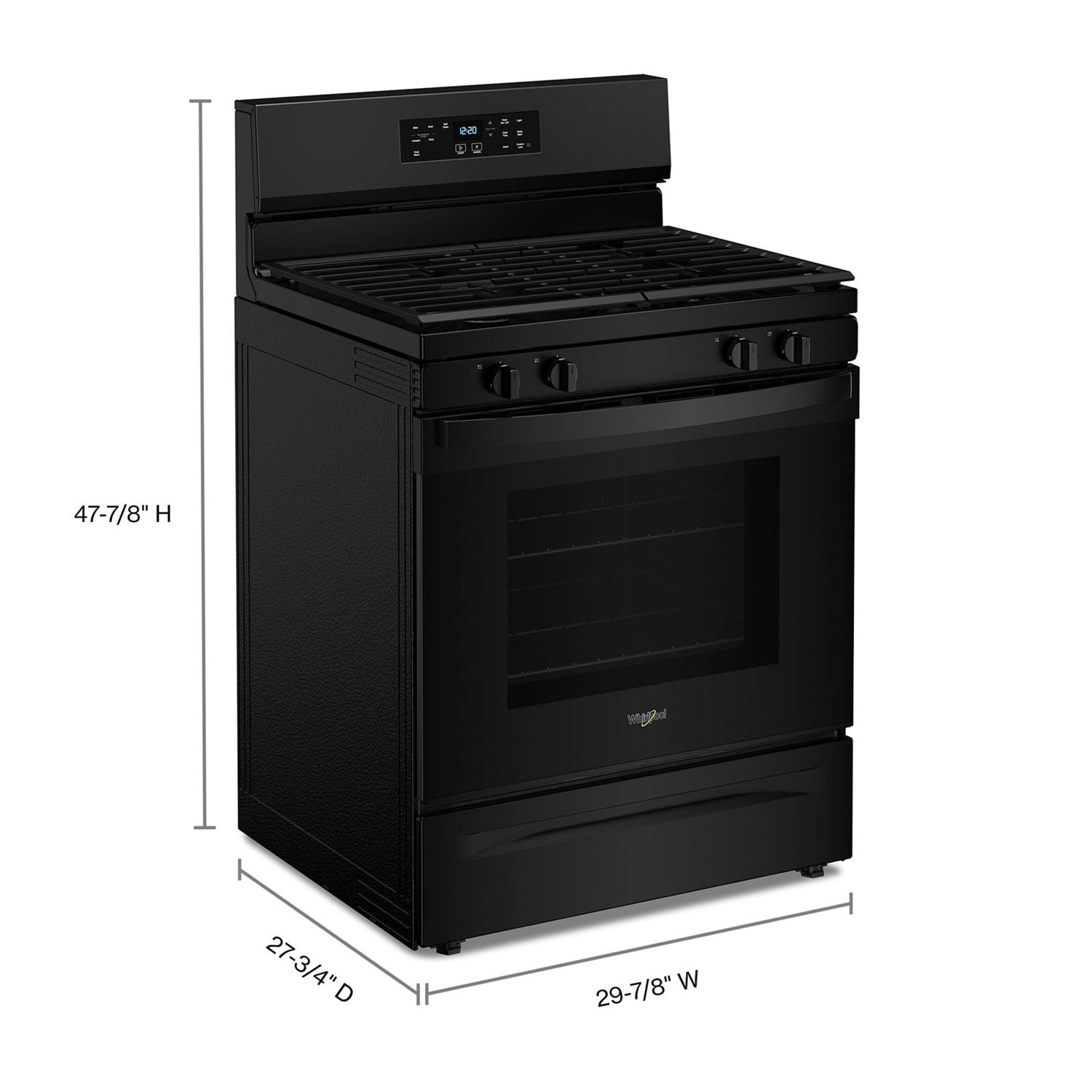 Cuisinière au gaz autonome avec four autonettoyant 5,3 pi³ 30 po série de Whirlpool - Noir