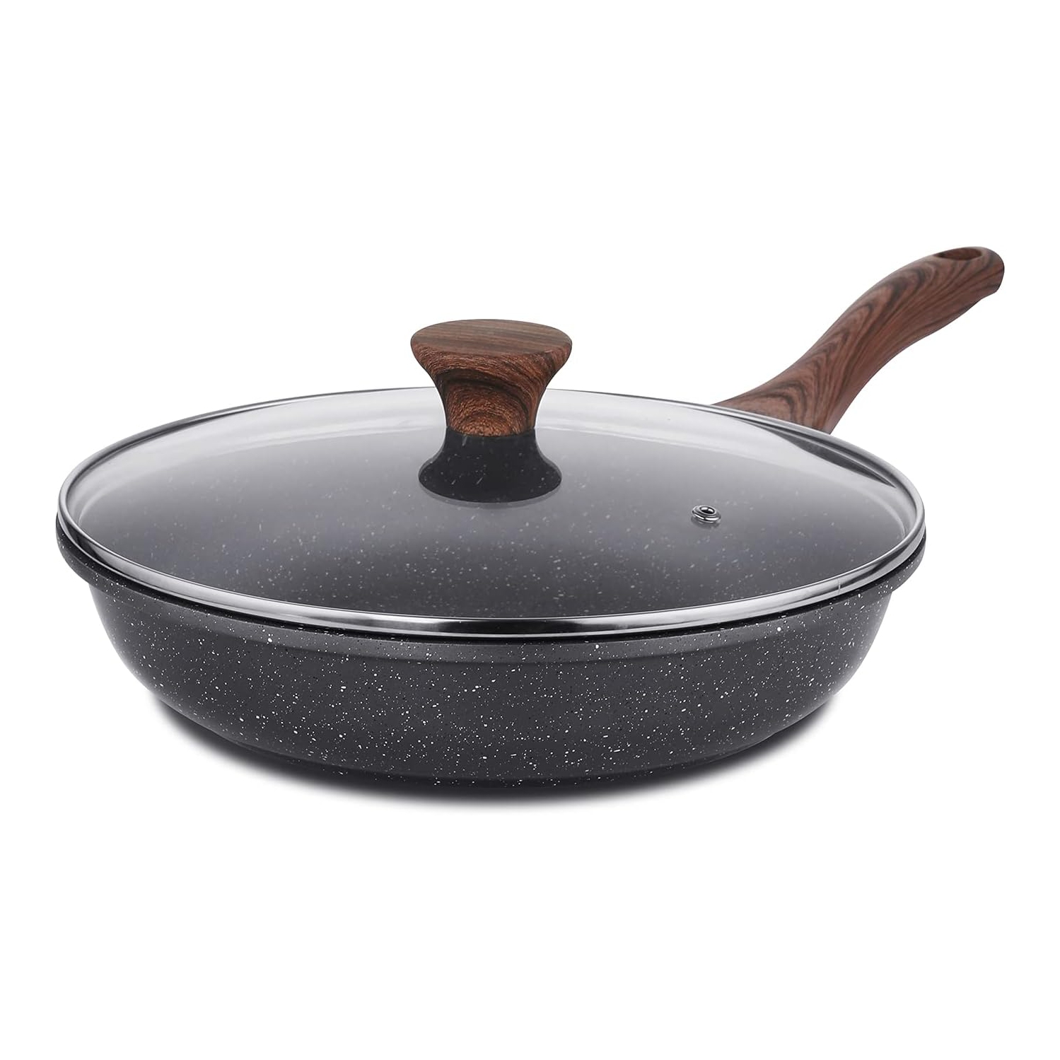 Sensarte Nonstick Frying Pan Skillet with Lid, Swiss Granite Coating Omelette Pan with Cover, Healthy Cookware Chef's Pan with Top, PFOA Free