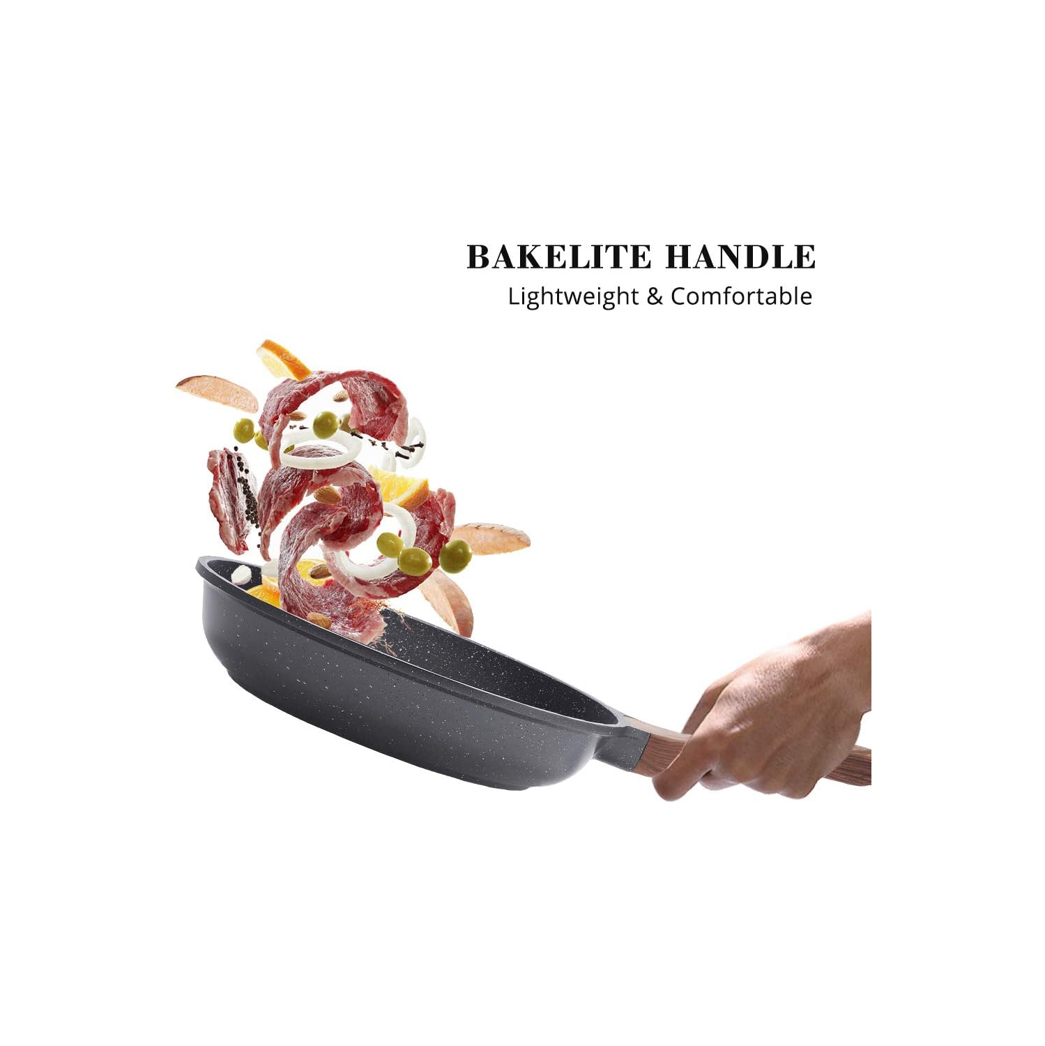 Sensarte Nonstick Frying Pan Skillet, Swiss Granite Coating Omelette Pan, Healthy Stone Cookware Chef's Pan, PFOA Free