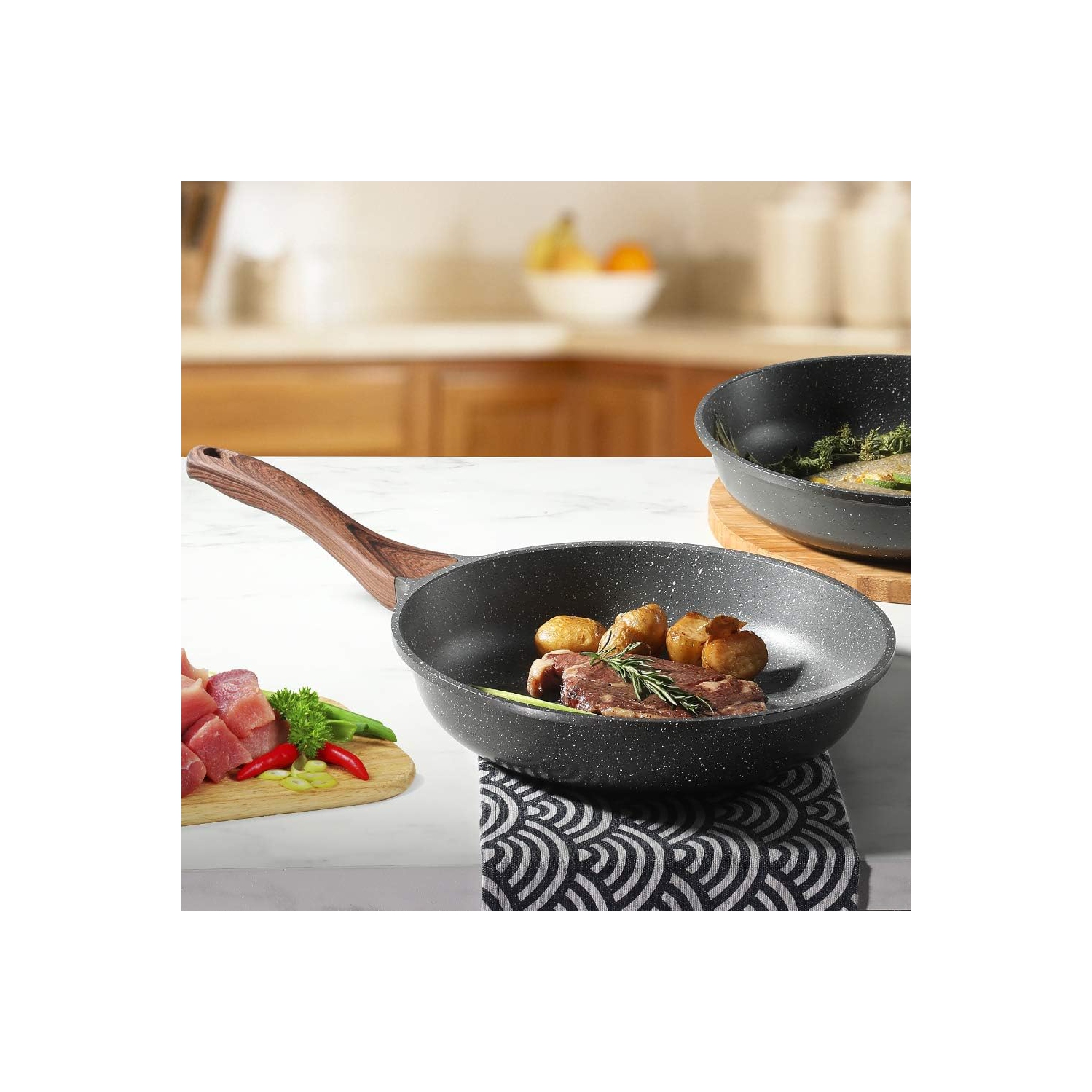 Sensarte Nonstick Frying Pan Skillet, Swiss Granite Coating Omelette Pan, Healthy Stone Cookware Chef's Pan, PFOA Free