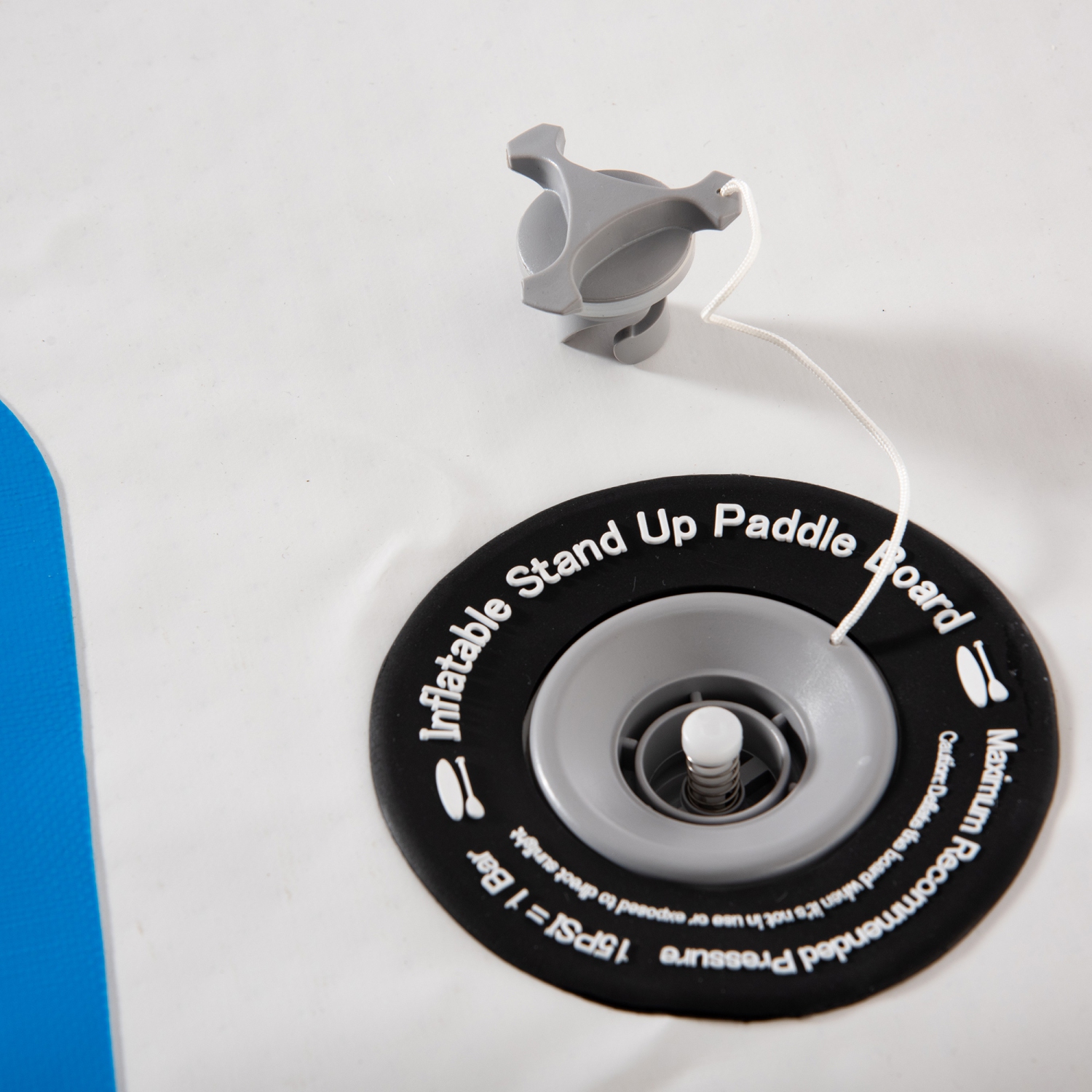 Quai flottant gonflable de 8 x 6 pi Outsunny, plateforme Rafting, grand tapis avec pompe à air et sac à dos, pour piscine, plage, océan, bleu