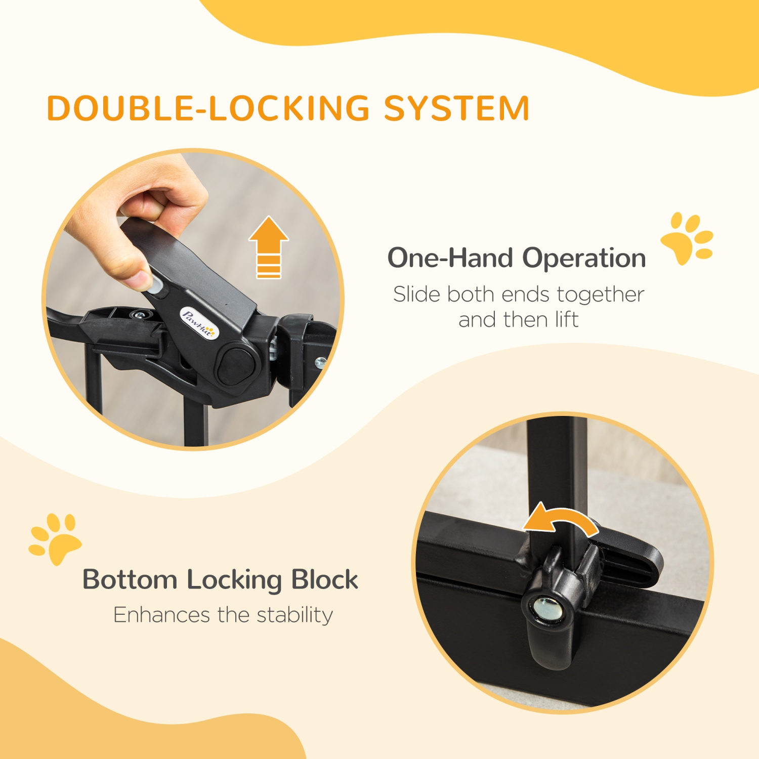 PawHut – barrière pour chiens très large de 29,1 à 41,3 po avec porte pour chat à pression d’escalier, fermeture automatique, double verrouillage,