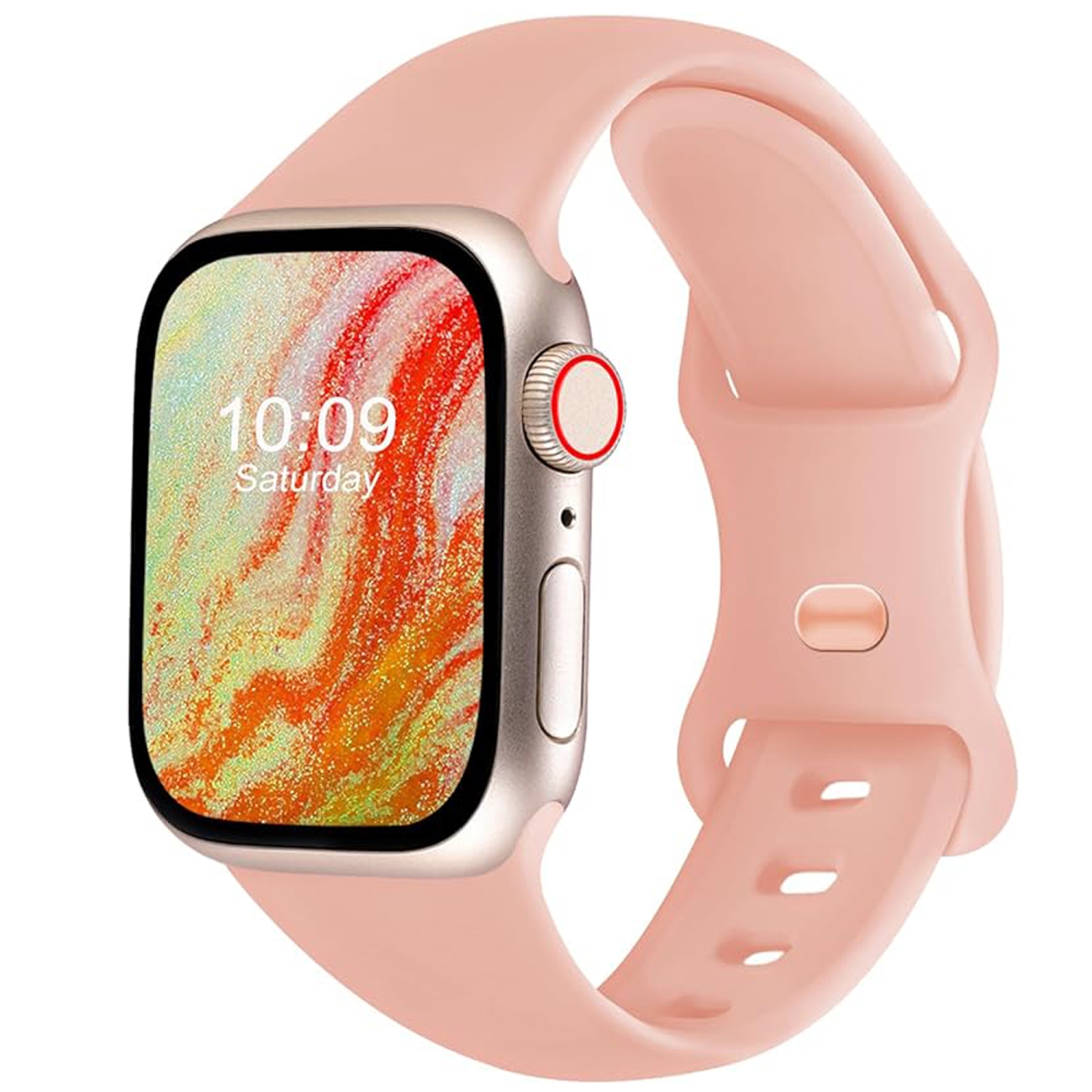 Soft Silicone Replacement Band Strap for Apple Watch iWatch Series 1 to 7 SE, 38mm 40mm 41mm - Rose Gold